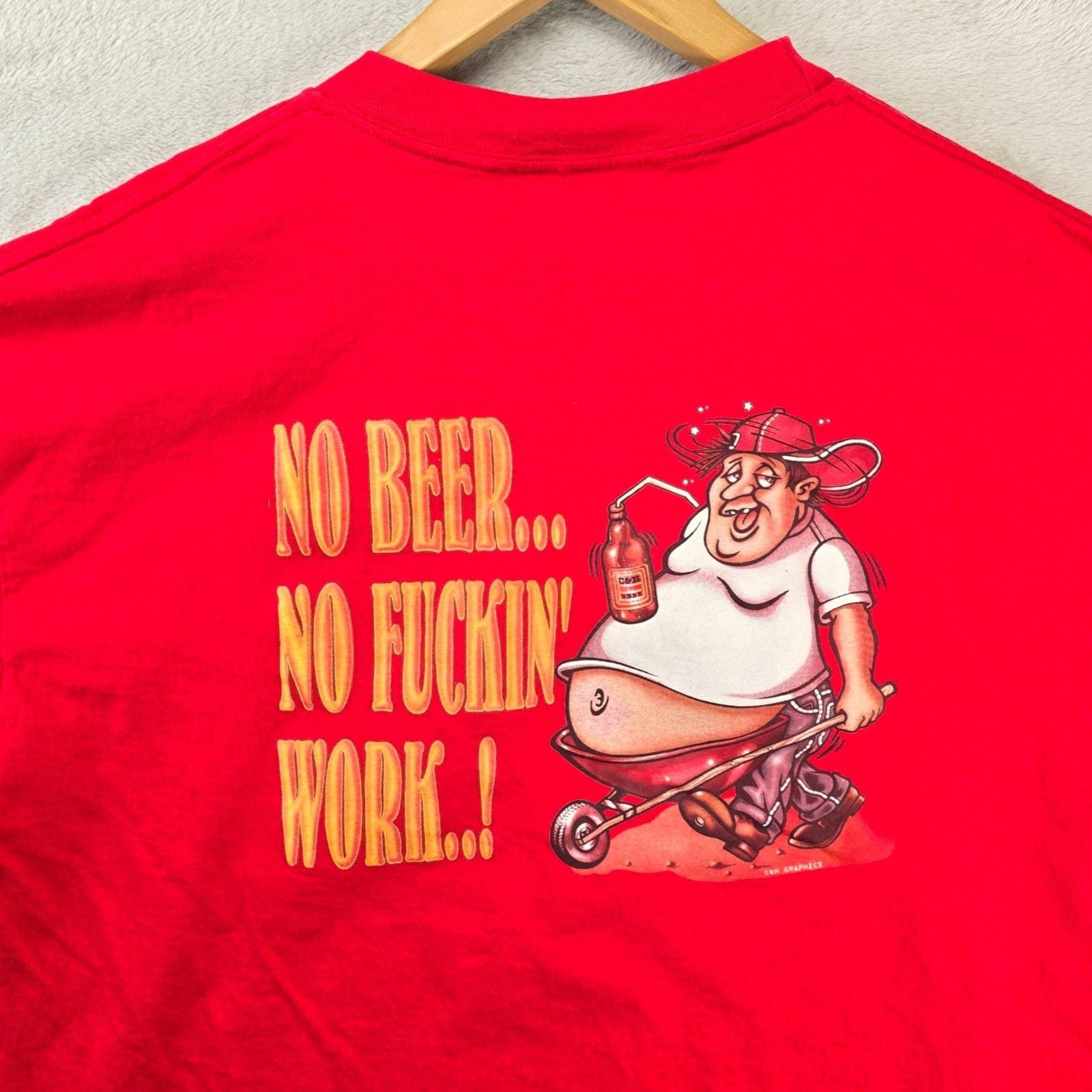 Hanes Vintage Beer Shirt XL No Alcohol No Work Funny Joke Y2K 90s Size US XL / EU 56 / 4 - 1 Thumbnail