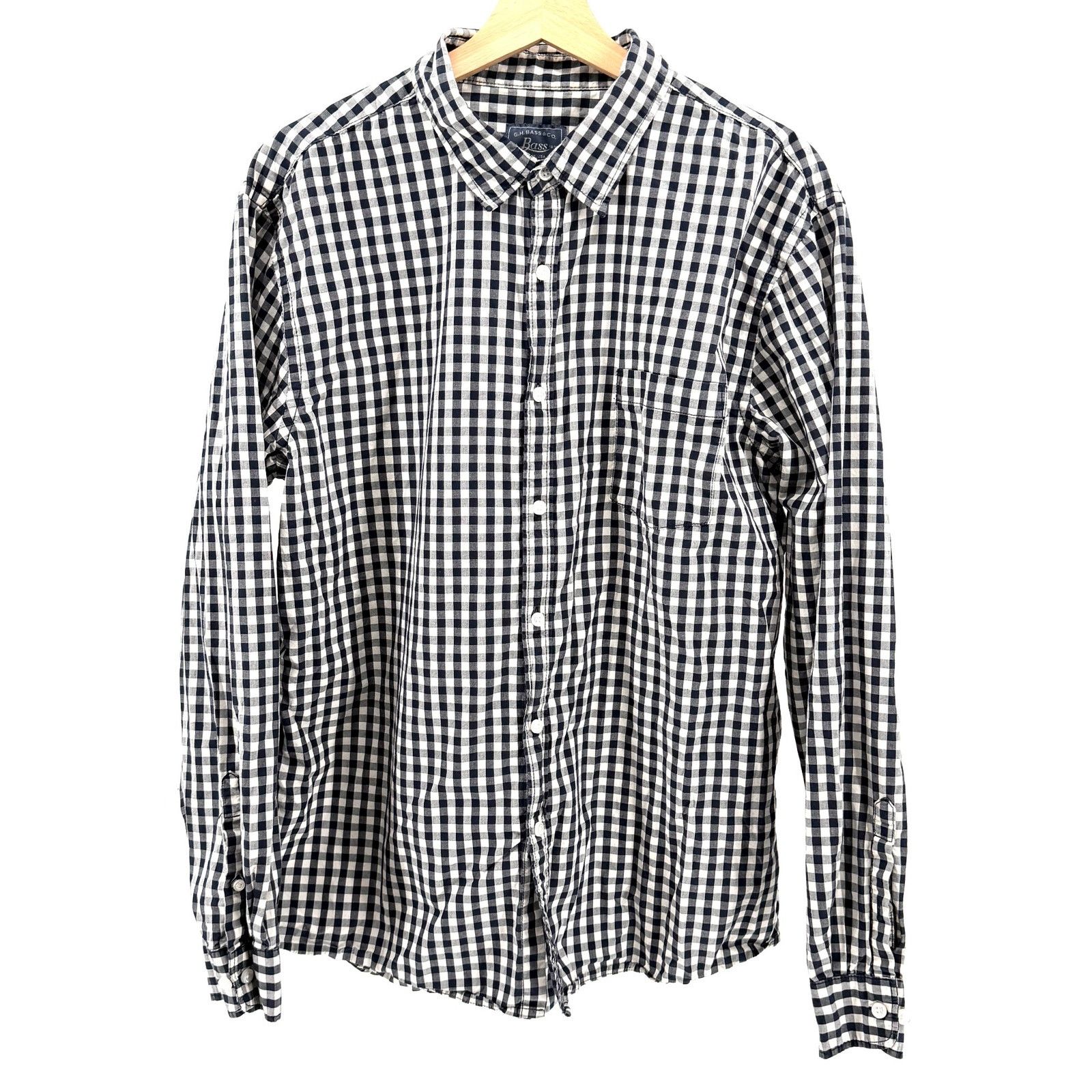 G.H. Bass & Co. Blue and White Gingham 100% Cotton Button Down Shirt Size US XL / EU 56 / 4 - 1 Thumbnail