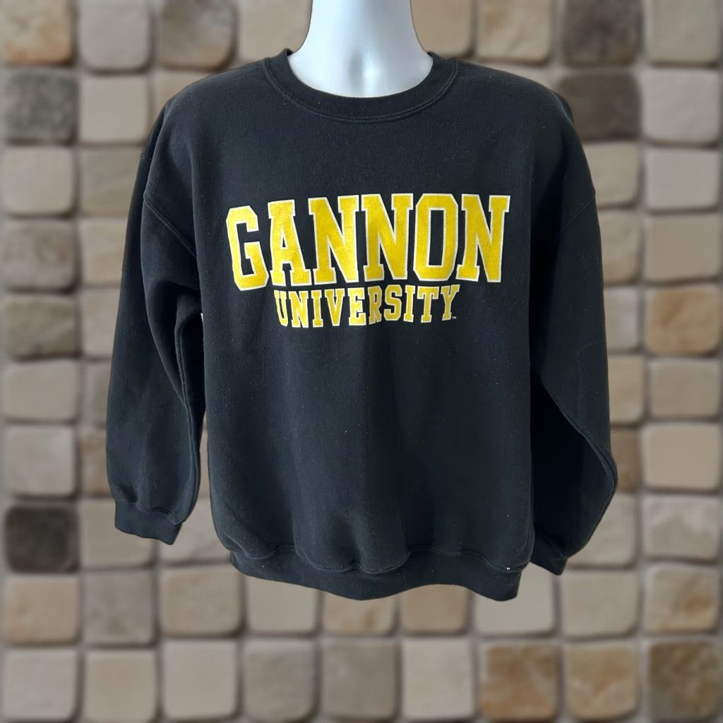 Vintage VINTAGE Gannon University Sweatshirt MV Sport Men Large Black Crew Neck Pullover Logo University Mens Regular Fit Long Sleeve Cotton Polyester Knit Size US L / EU 52-54 / 3 - 1 Thumbnail