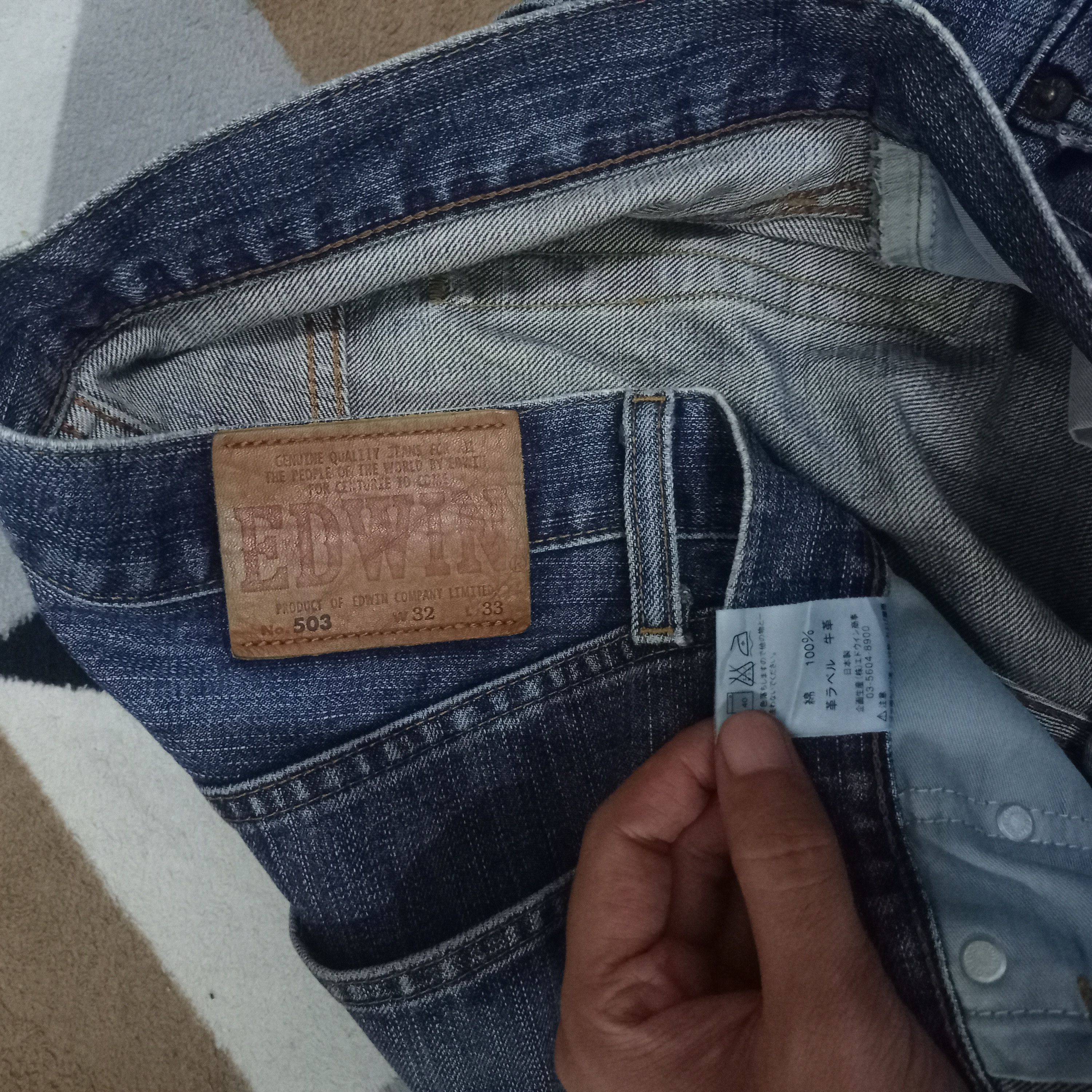 Vintage Japanese Edwin 503 Blue Wash Baggy Jeans 33 X 31