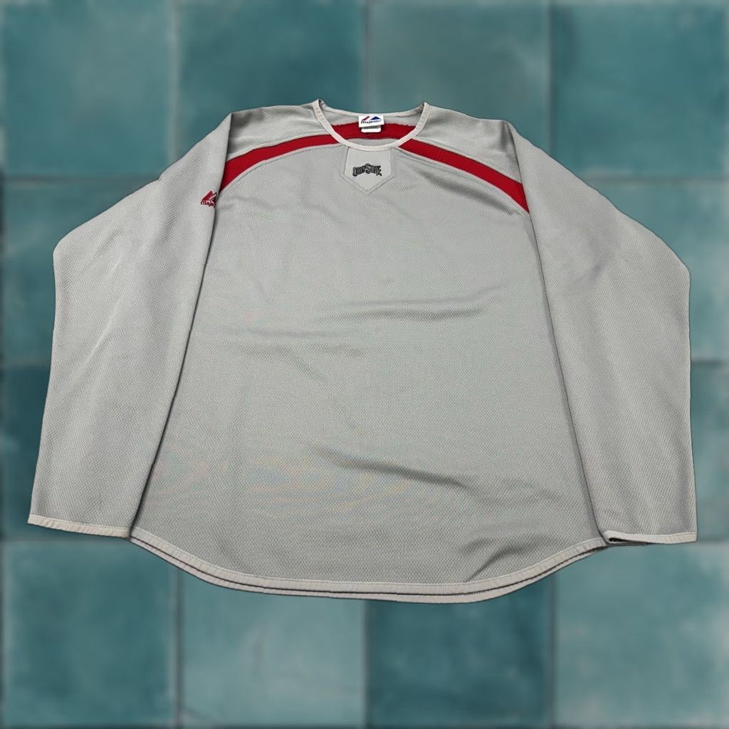 NCAA VINTAGE Majestic Ohio State Buckeyes Gray Red Men XL Long Sleeve Thermal Base Shirt Size US XL / EU 56 / 4 - 1 Thumbnail