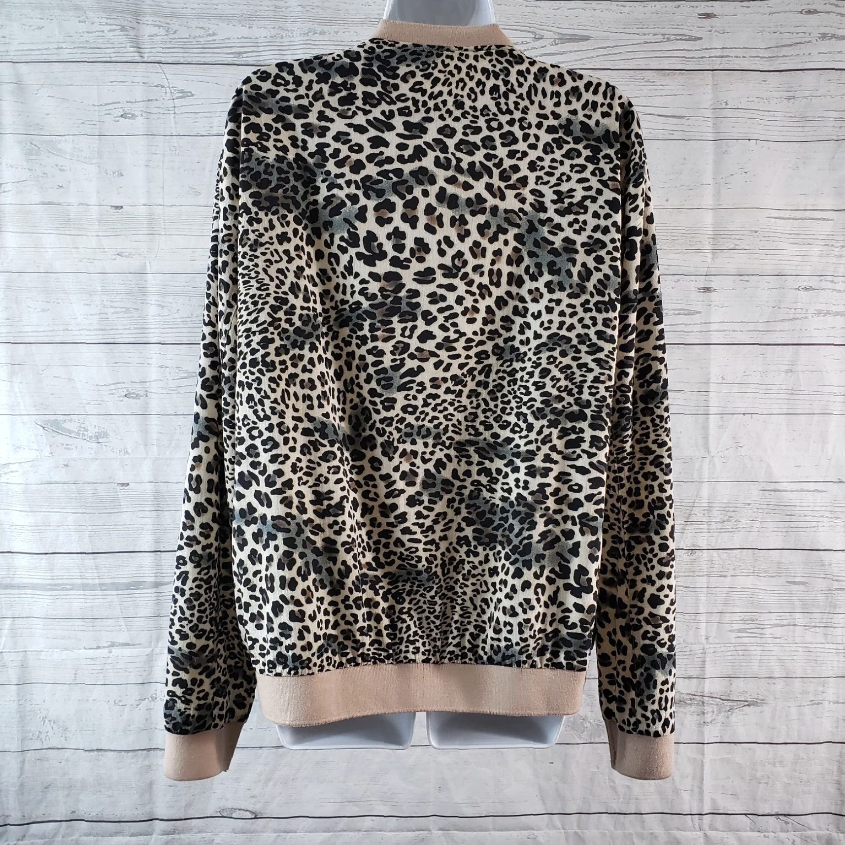 Vintage Kori America Womens Jacket sz Large Black Tan Animal Print Full Zip Size L / US 10 / IT 46 - 4 Thumbnail