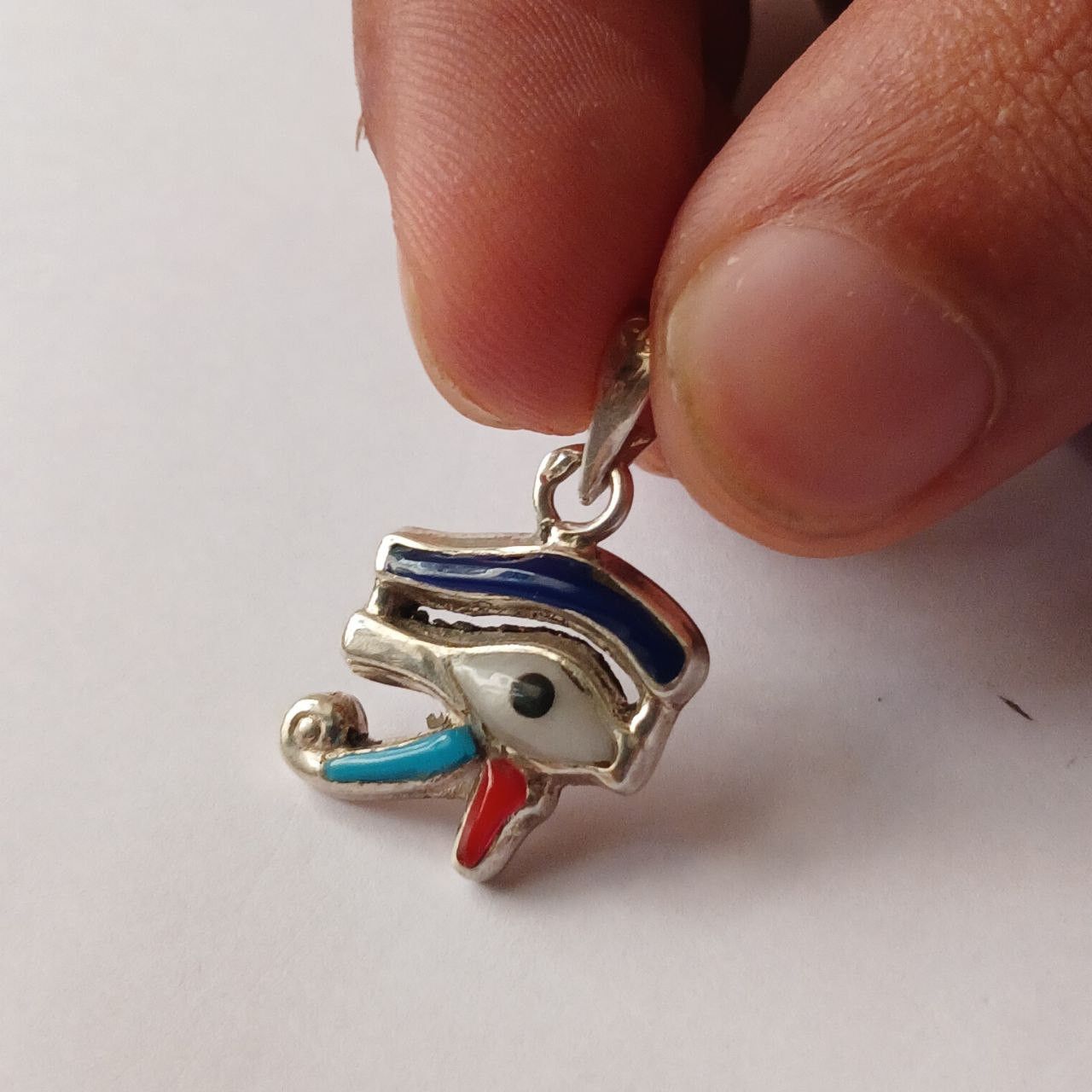 Sterling Silver 925 Silver Pendant Inlaid Lapis, Turquoise & Egyptian Touch Size ONE SIZE - 4 Thumbnail