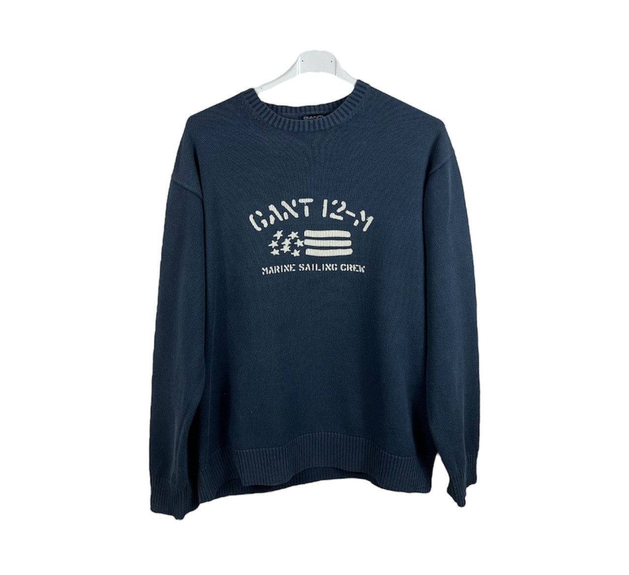 image of Gant Usa Flag Sweater Washed Sun Waded Military Y2K in Navy, Men's (Size 2XL)