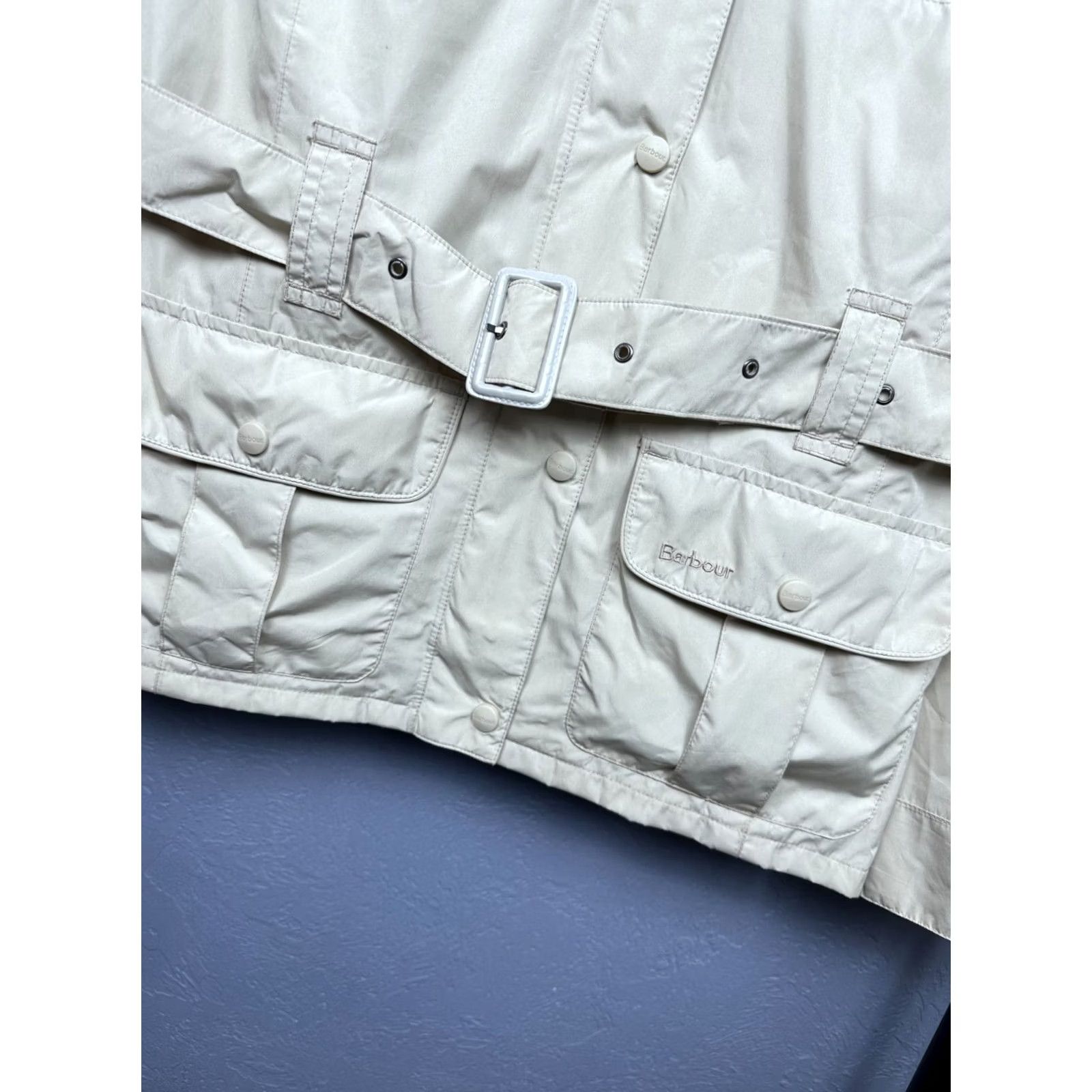 Barbour VINTAGE Barbour Amelia Jacket Womens Barbour Amelia UK 16 Beige XL Polyester Solid Long Sleeve Zip 2010s Womens Size XL / US 12-14 / IT 48-50 - 3 Thumbnail