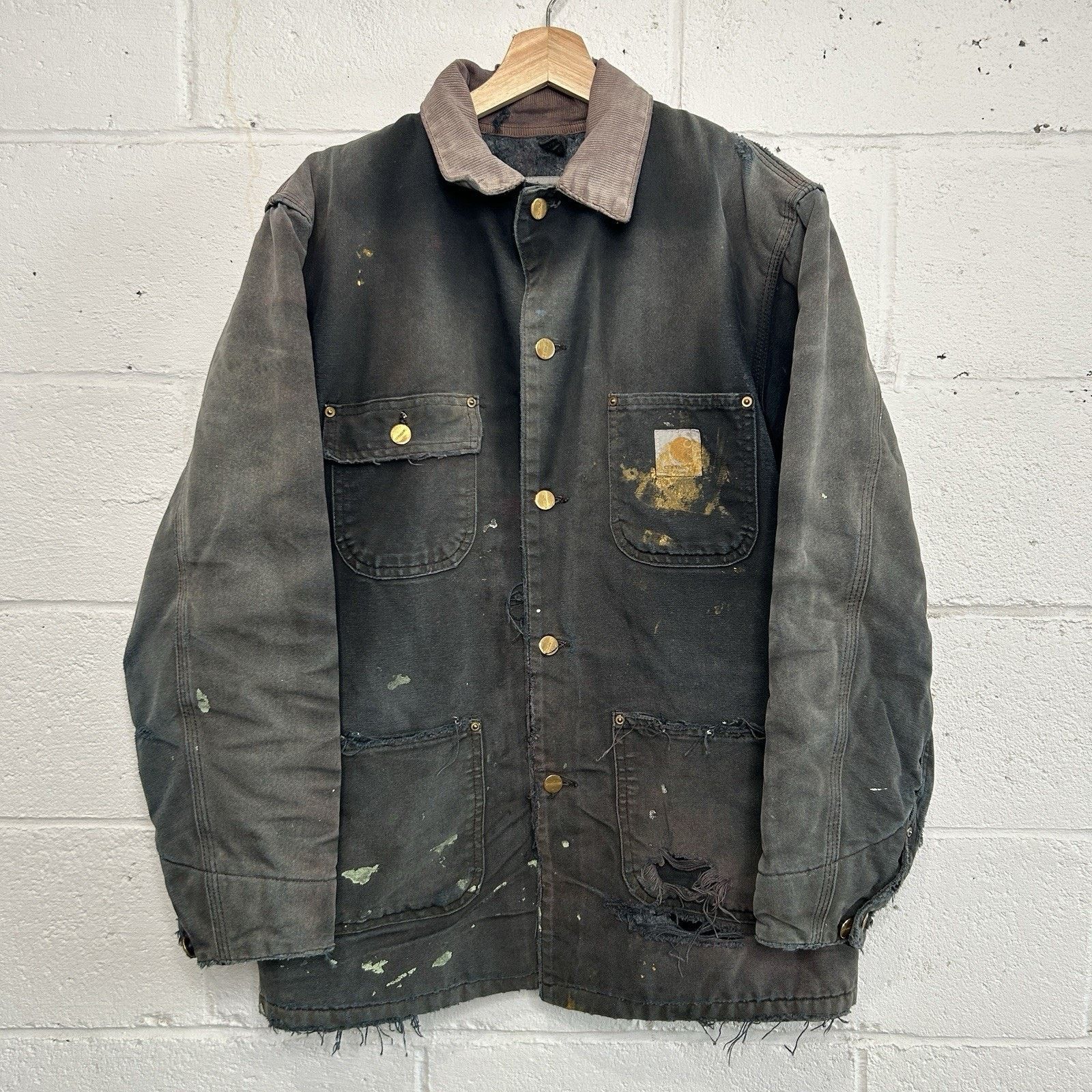 Carhartt Thrashed Vintage Carhartt Blanket-Lined Chore Coat “Black” Size US S / EU 44-46 / 1 - 1 Thumbnail