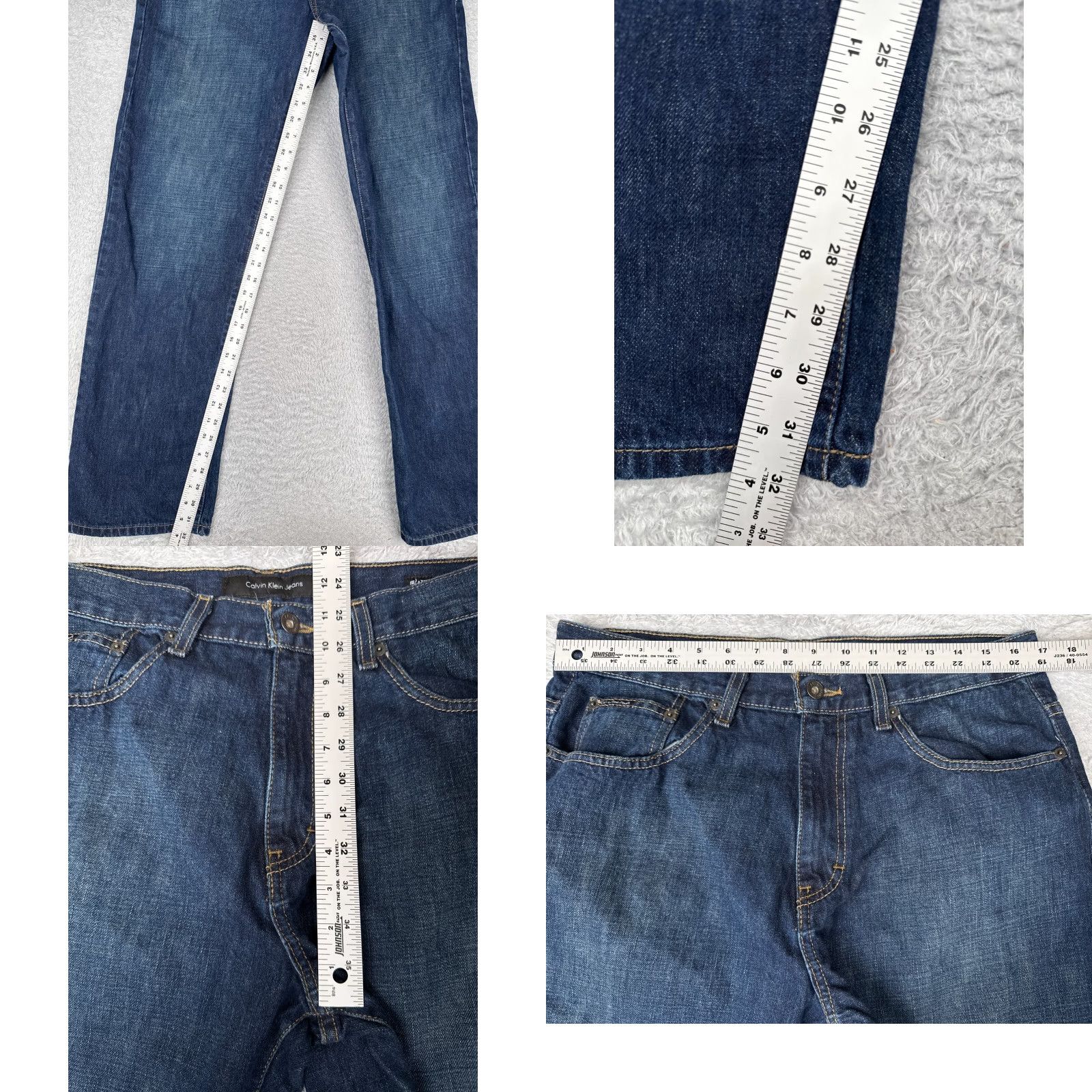 Calvin Klein Calvin Klein Jeans Men 34x33 Blue Denim Slim Straight Zip Fly Dark Cotton Blend Size US 34 / EU 50 - 8 Thumbnail
