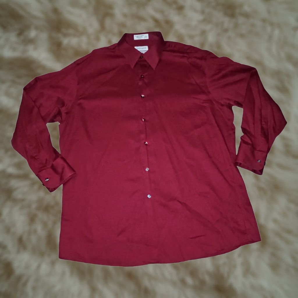 Vintage Concepts By Claiborne Button Up Shirt Mens Long Sleeve Modern Fit Red 32/33 Cotton Non-Iron Easy Care Button-Up Shirt Size US XS / EU 42 / 0 - 1 Thumbnail