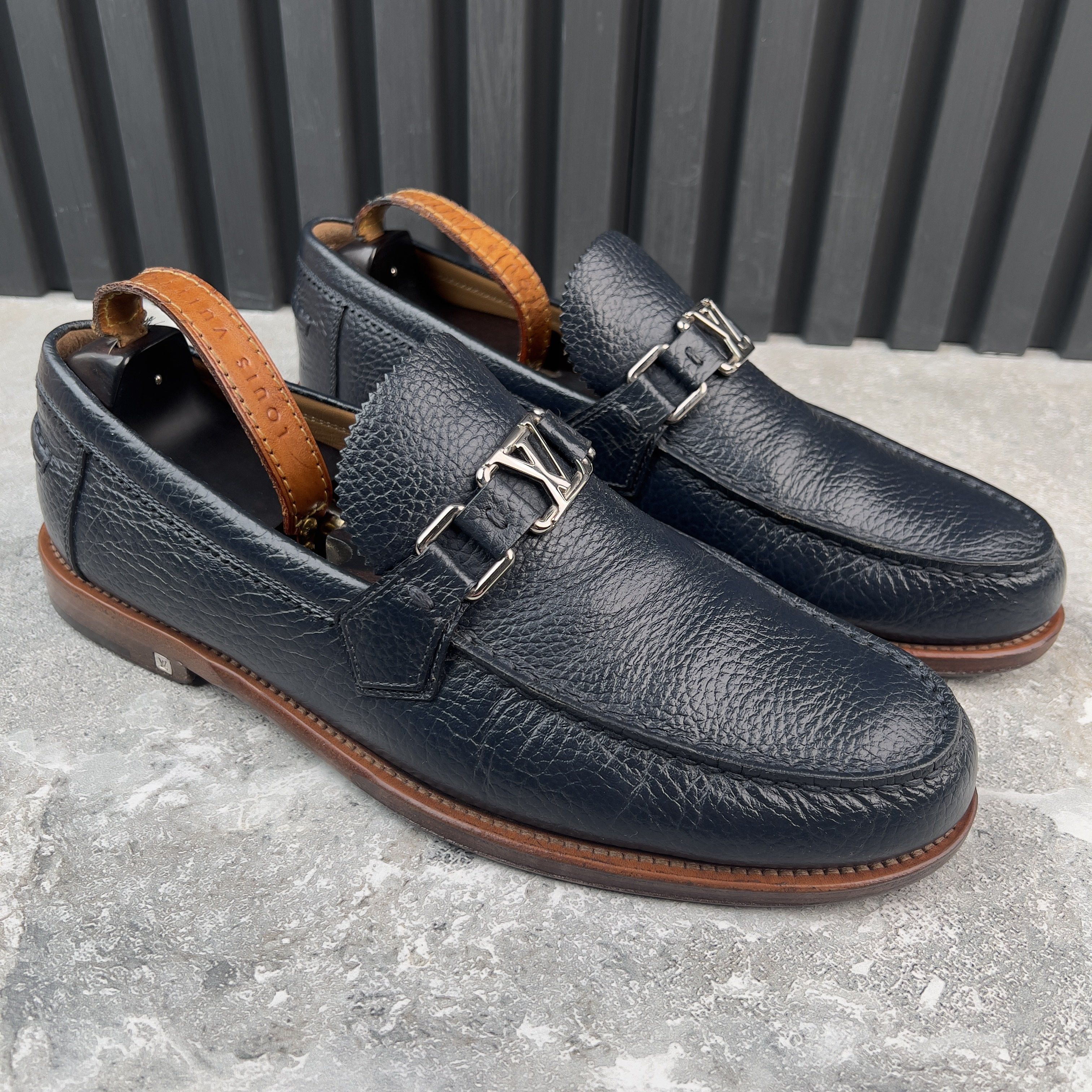 Louis Vuitton Major Loafers Grain Blue Leather Size US 9.5 / EU 42-43 - 5 Thumbnail