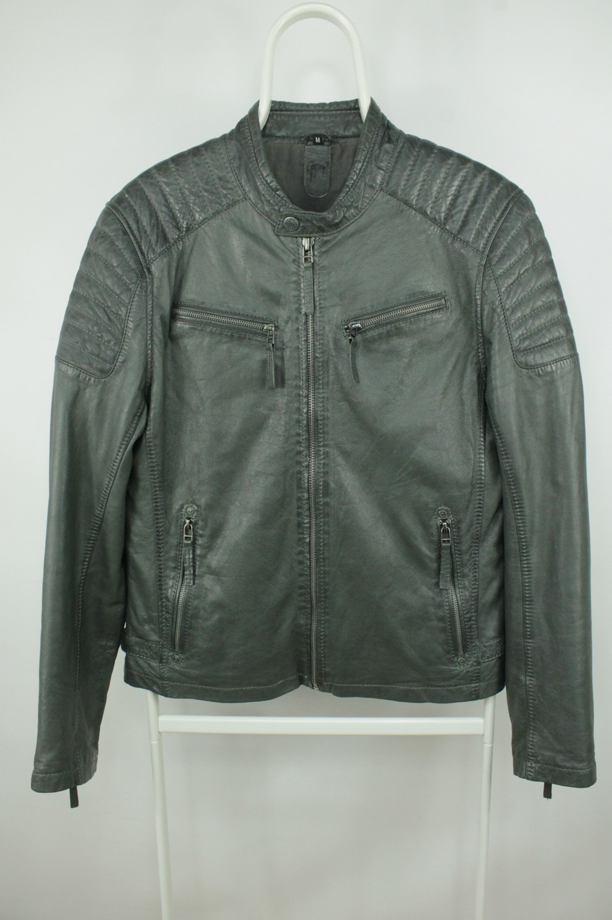 Gypsy Gipsy Men's Chester Legv Slim Fit Leather Jacket Gray Size US M / EU 48-50 / 2 - 1 Thumbnail