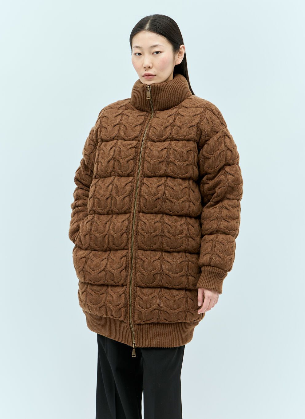 image of Max Mara Wool And Cashmere Down Jacket in Brown, Women's (Size XS)