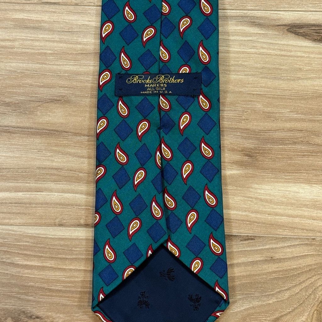 Brooks Brothers Brooks Brothers Makers Teal Paisley Silk Tie 3.75” USA Size 26 - 2 Thumbnail