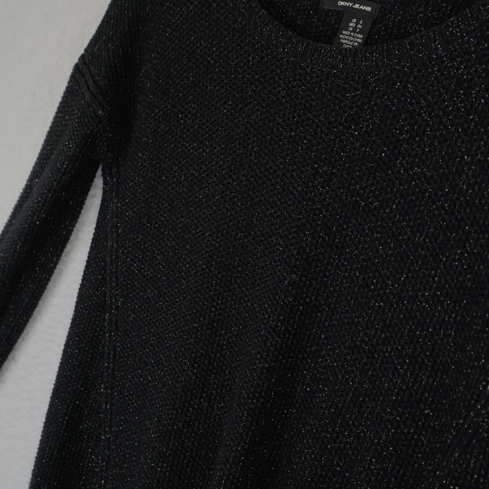 DKNY DKNY Jeans Small Black W/ Metallic Gold Spec Scoop Neck Swea Size S / US 4 / IT 40 - 4 Thumbnail