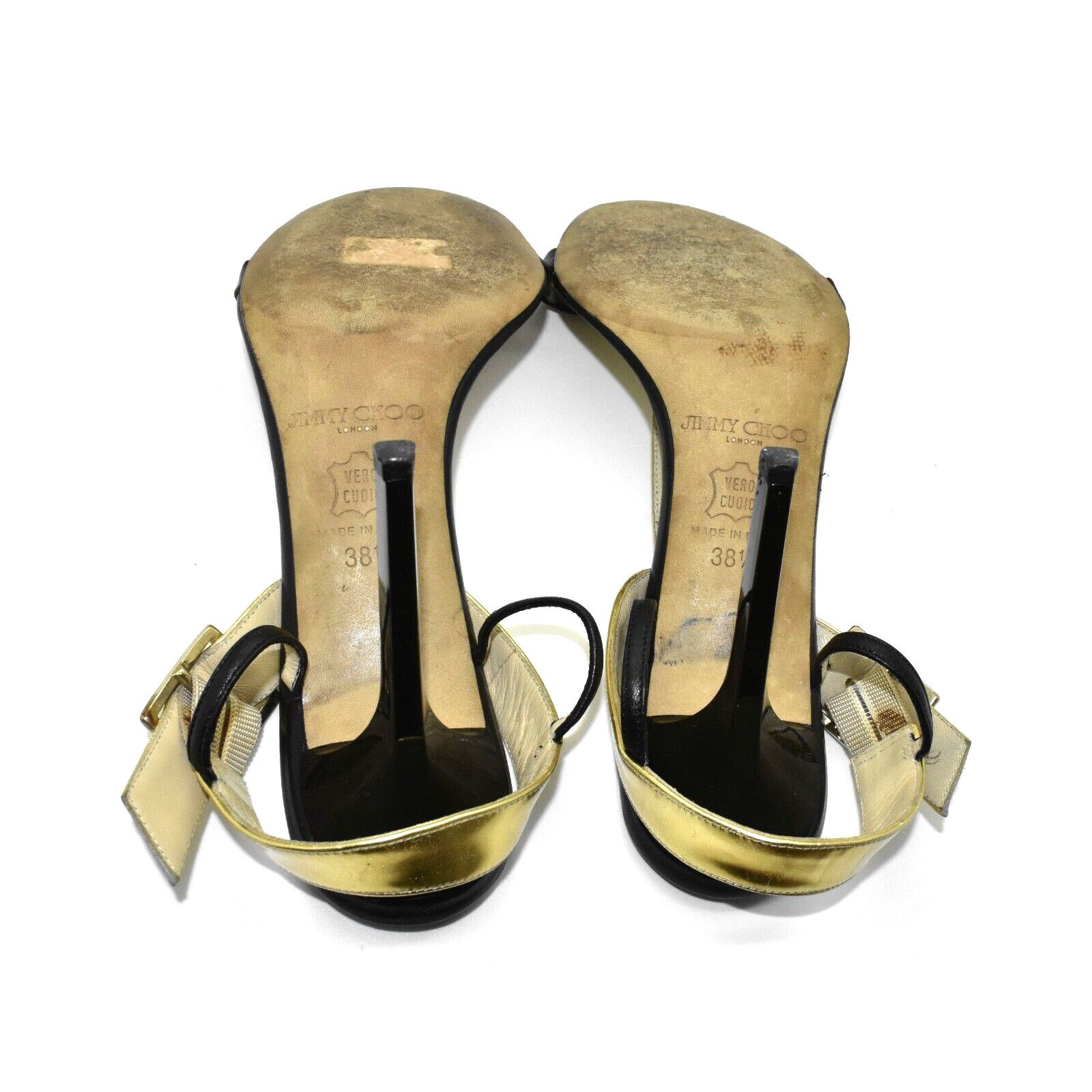 Jimmy Choo JIMMY CHOO Leather Gold Vamp Strap Sandal Heels Shoes 38.5 Size US 8.5 / IT 38.5 - 6 Thumbnail