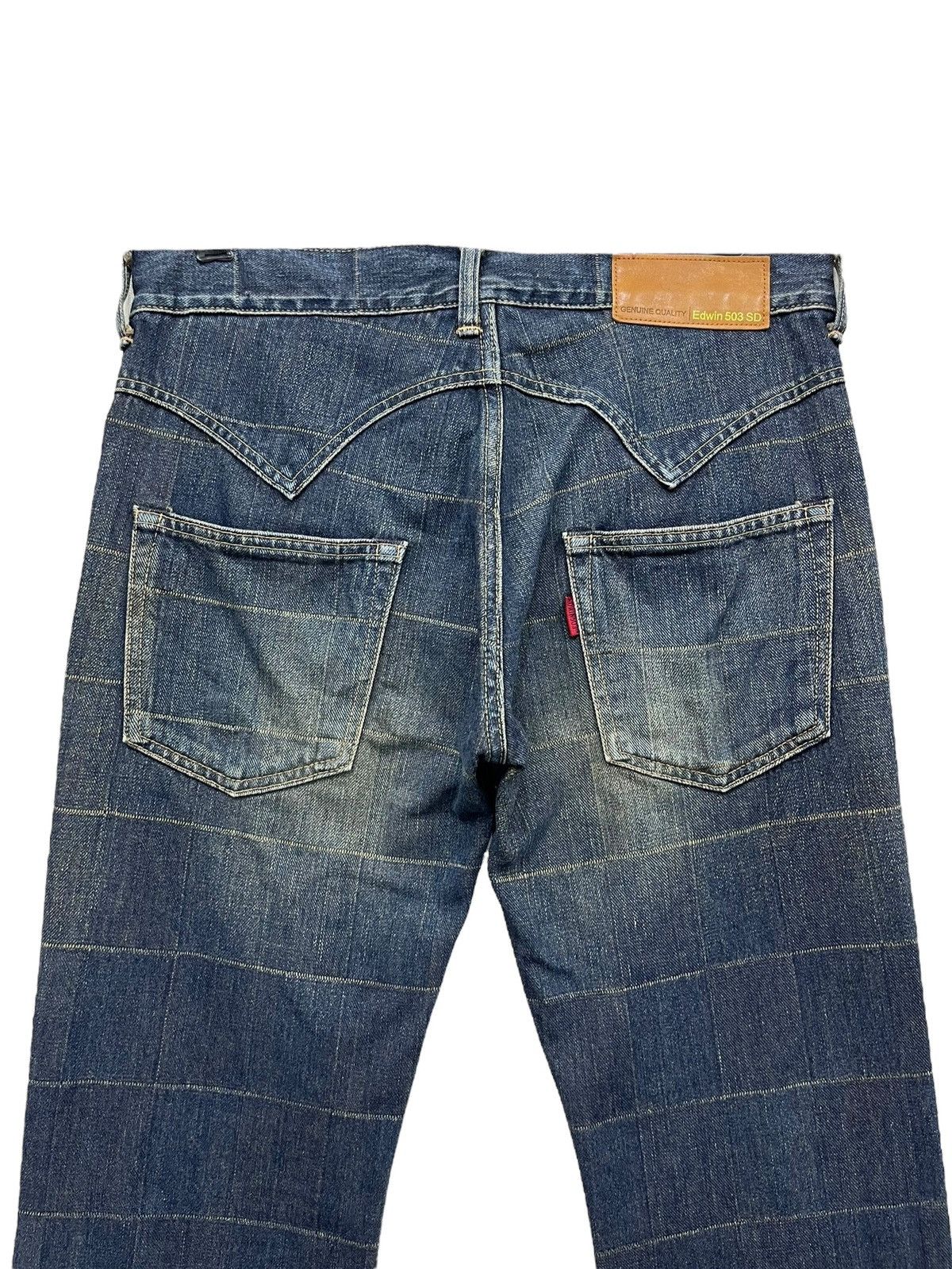 Edwin EDWIN 503 Perfect FLARE Grunge Mudwash Plaid Design Denim Size US 31 - 8 Thumbnail