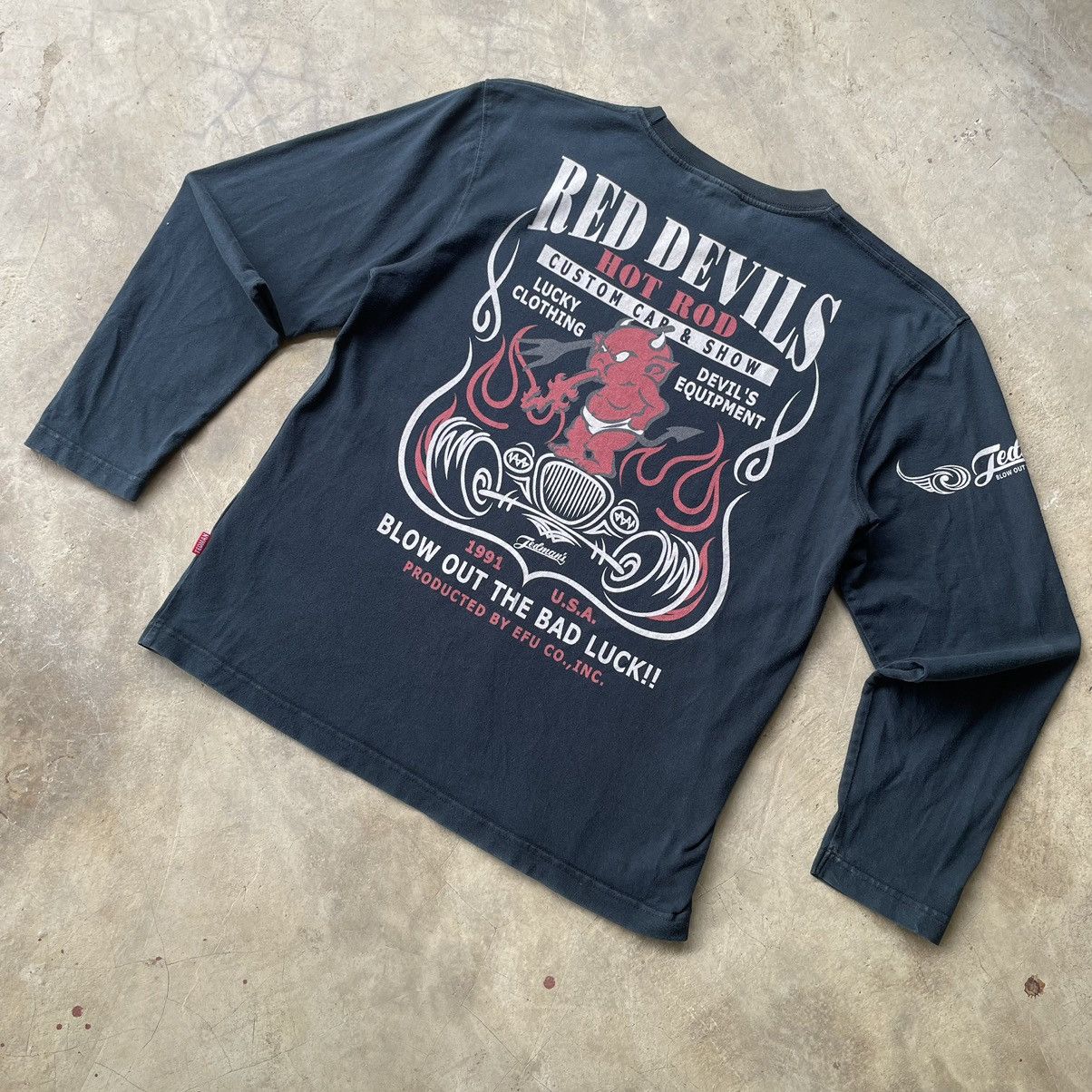 Tedman 🇯🇵 Faded Red Hot Rod Devil Tedman Japanese Brand Longsleeve Size US S / EU 44-46 / 1 - 2 Thumbnail