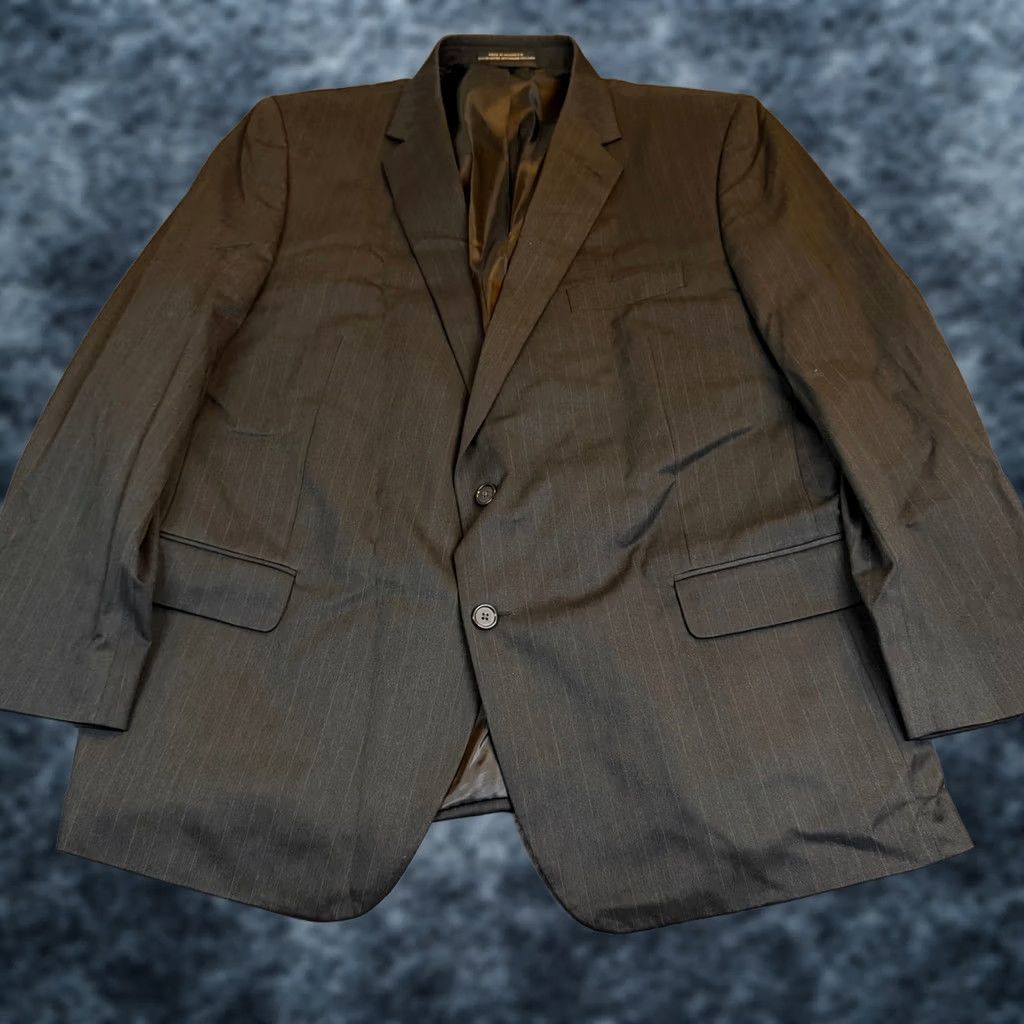 Vintage Petrocelli Blazer Mens 46 Short Charcoal Grey Pinstripe Two Button Blazer Jacket Suit Coat Short Sleeve Two-Button Size US 30 / EU 46 - 1 Thumbnail