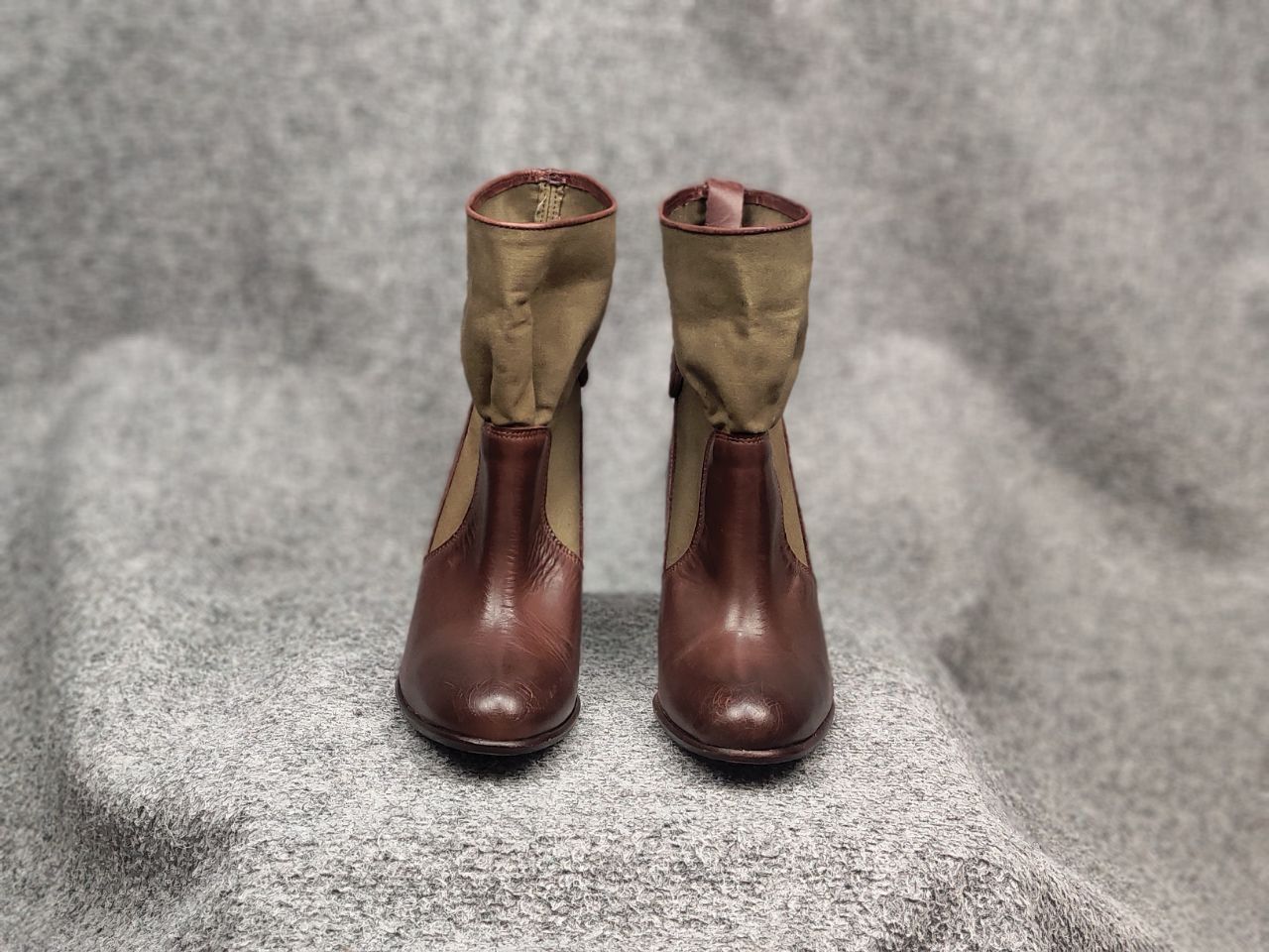 Diesel Black Gold Diesel Black Gold Military Green Leather canvas Heeled Boots Size US 7 / IT 37 - 5 Thumbnail