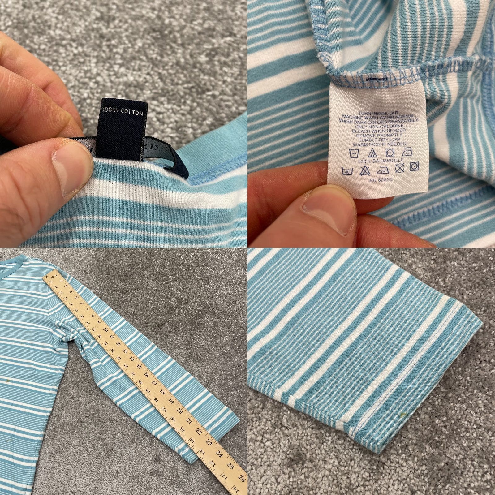 Lands' End Lands' End Women's 2XL Green White Striped Long Sleeve Basic T-Shirt Crew Neck Size XXL / US 16-18 / IT 52-54 - 8 Thumbnail