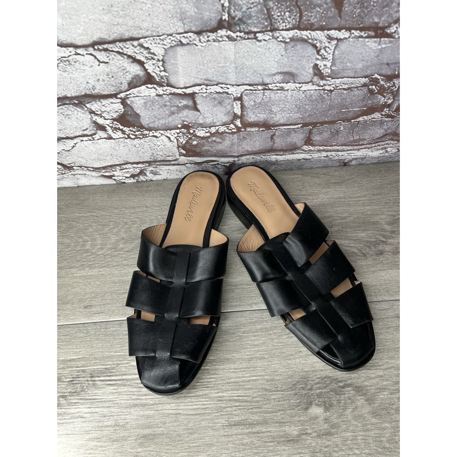Madewell Madewell The Dixson Fisherman Black Leather Slide Mules Heel Size US 8.5 / IT 38.5 - 11 Thumbnail
