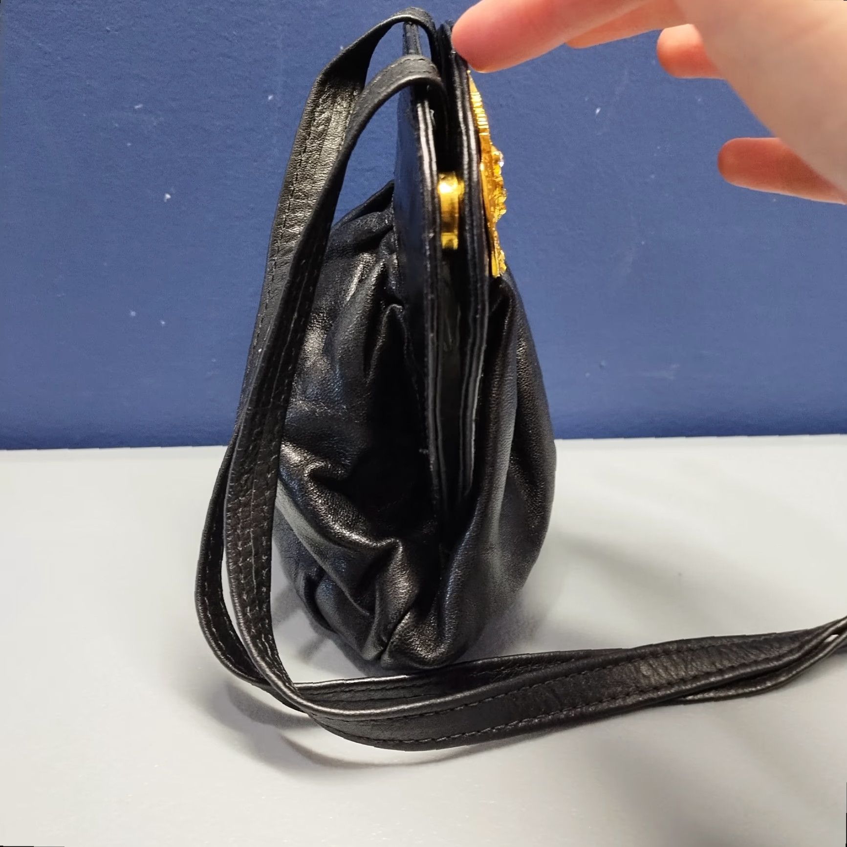 Vintage Marshall Rousso Crossbody Bag Womens Black Beaded Gemstone Evening Nightout, Crossbody, Small, Black, Beaded, Marshall Rousso, Women, Bags Size ONE SIZE - 7 Thumbnail