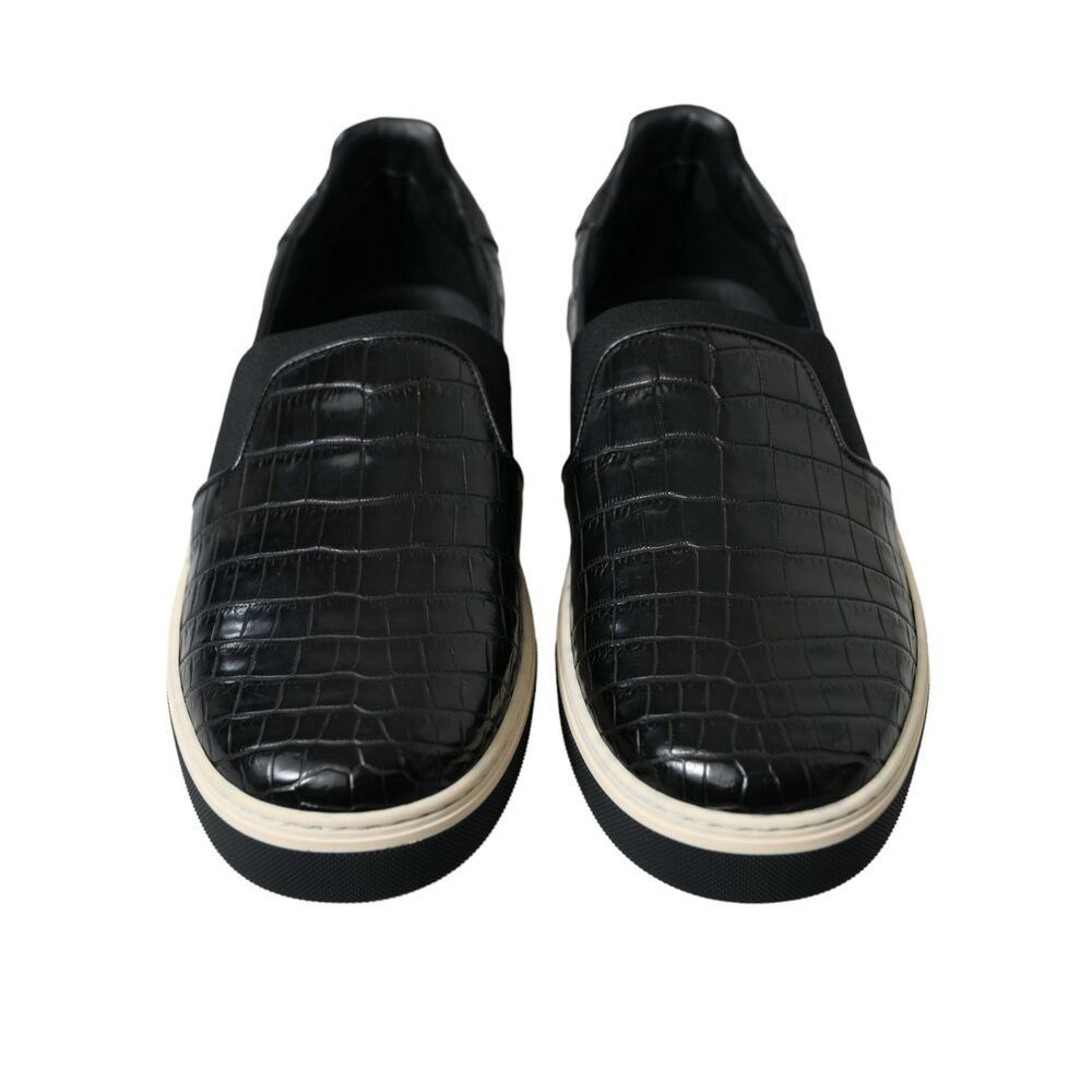 Dolce & Gabbana Dolce & Gabbana Elegant Crocodile Leather Low-Top Sneakers Size US 7 / EU 40 - 2 Thumbnail