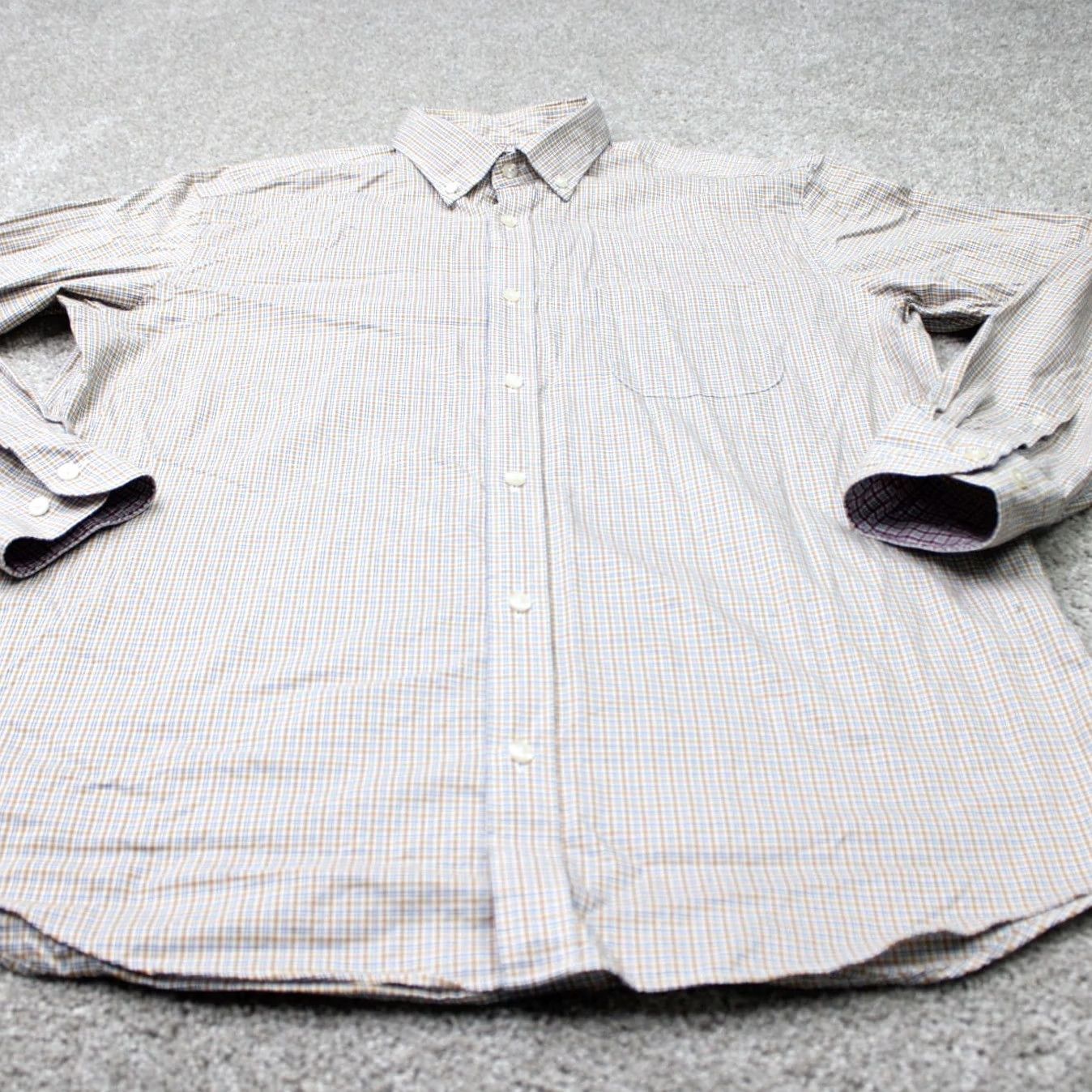 Charles Tyrwhitt Charles Tyrwhitt Shirt Mens Large Beige Blue Red Check Button-Down Long Sleeve Slim Classic Fit Built-In Non-Iron Size US L / EU 52-54 / 3 - 3 Thumbnail