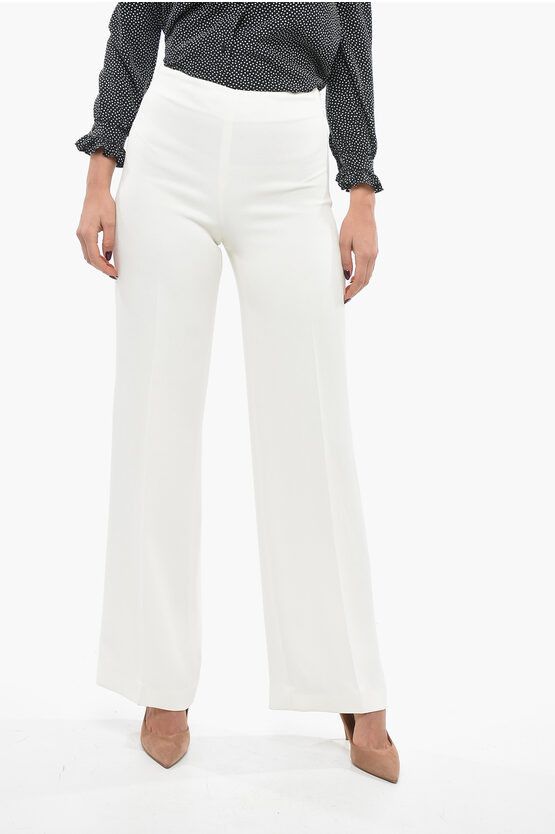 image of Stella Mccartney Stretch Viscose Palazzo Pants With Hidden Closure in White, Women's (Size 28)
