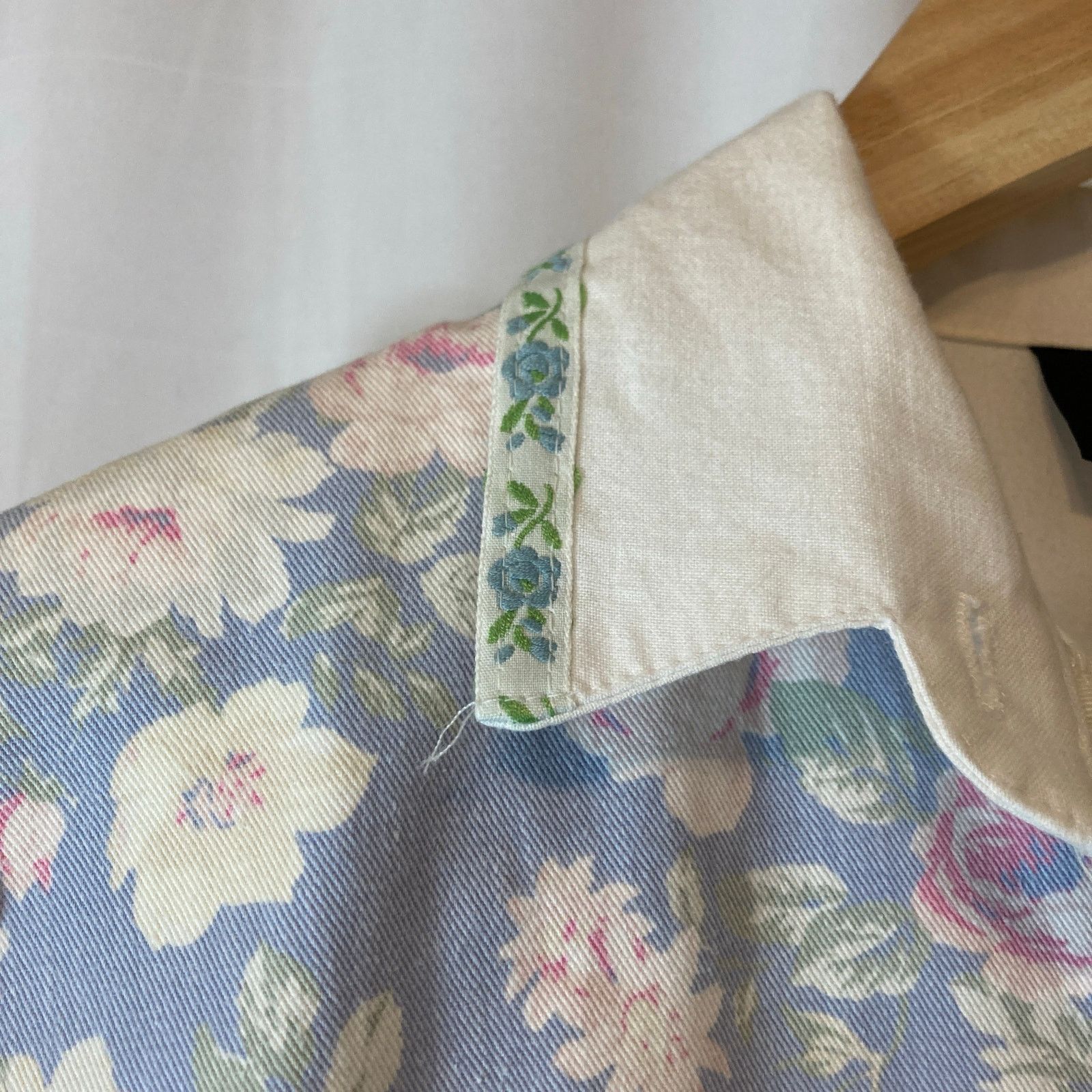 Other Vintage 90’s Fritzi California Retro White Blue Button Shirt Size M / US 6-8 / IT 42-44 - 5 Thumbnail