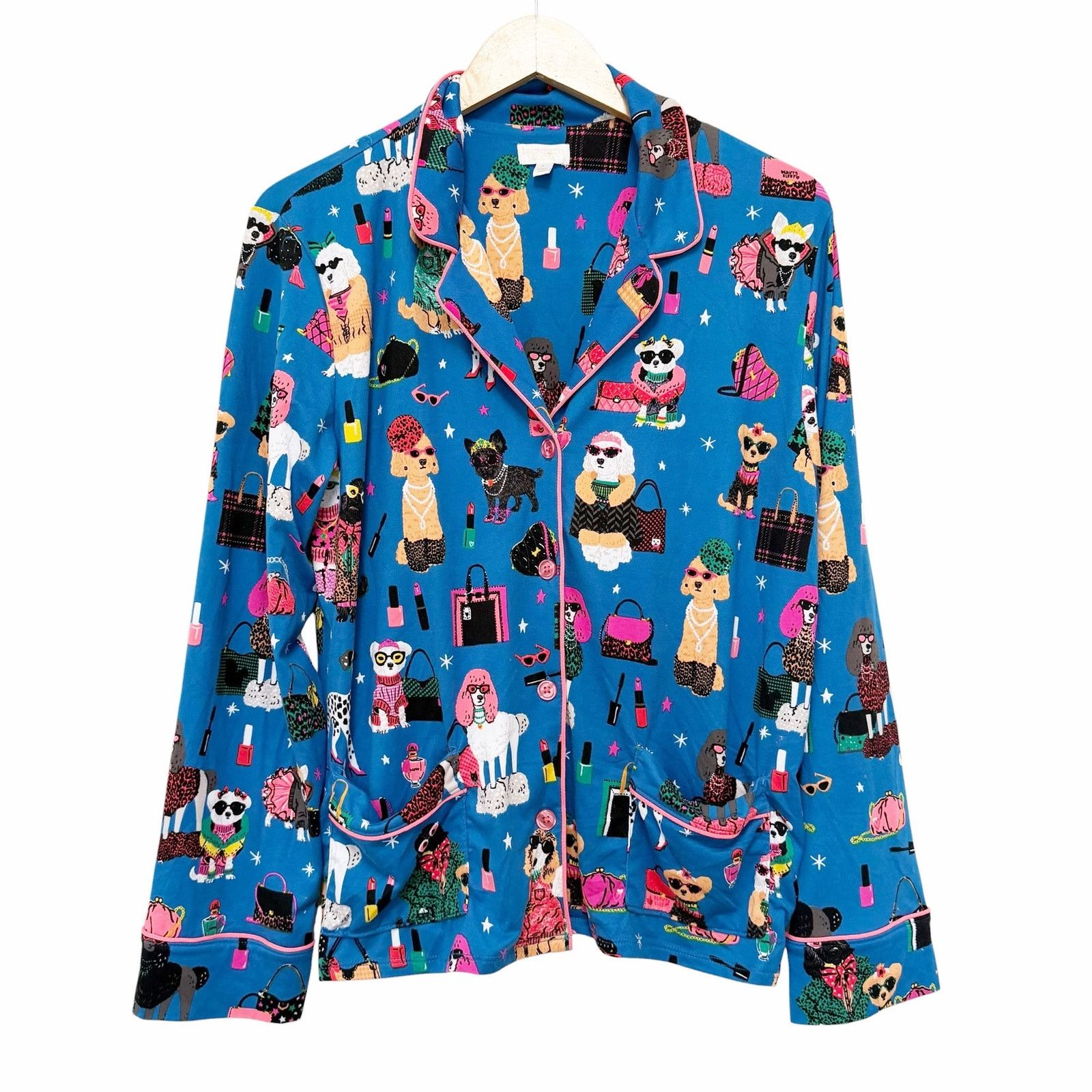 Other Beauty Sleep Social Fashion Dogs Blue Pajama Set Sz L Size ONE SIZE - 2 Thumbnail