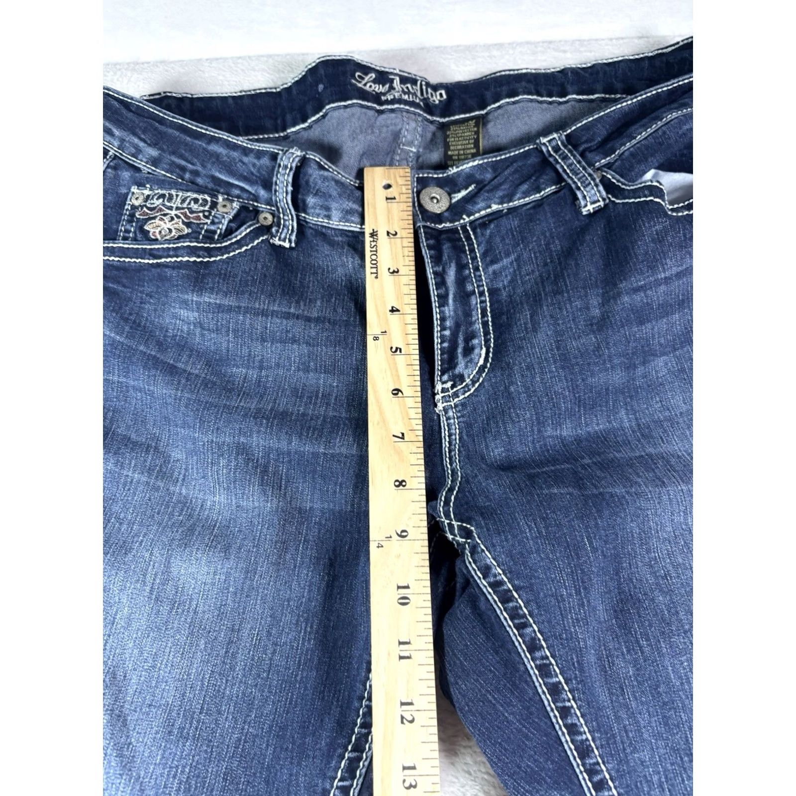 Vintage Love Indigo Premium Women's Jeans Dark Wash Embroidered Size 16W Cropped Slim Flying Denim Cotton Blend Regular Stretch Jeans Women Size 38" / US 16 / IT 52 - 3 Thumbnail