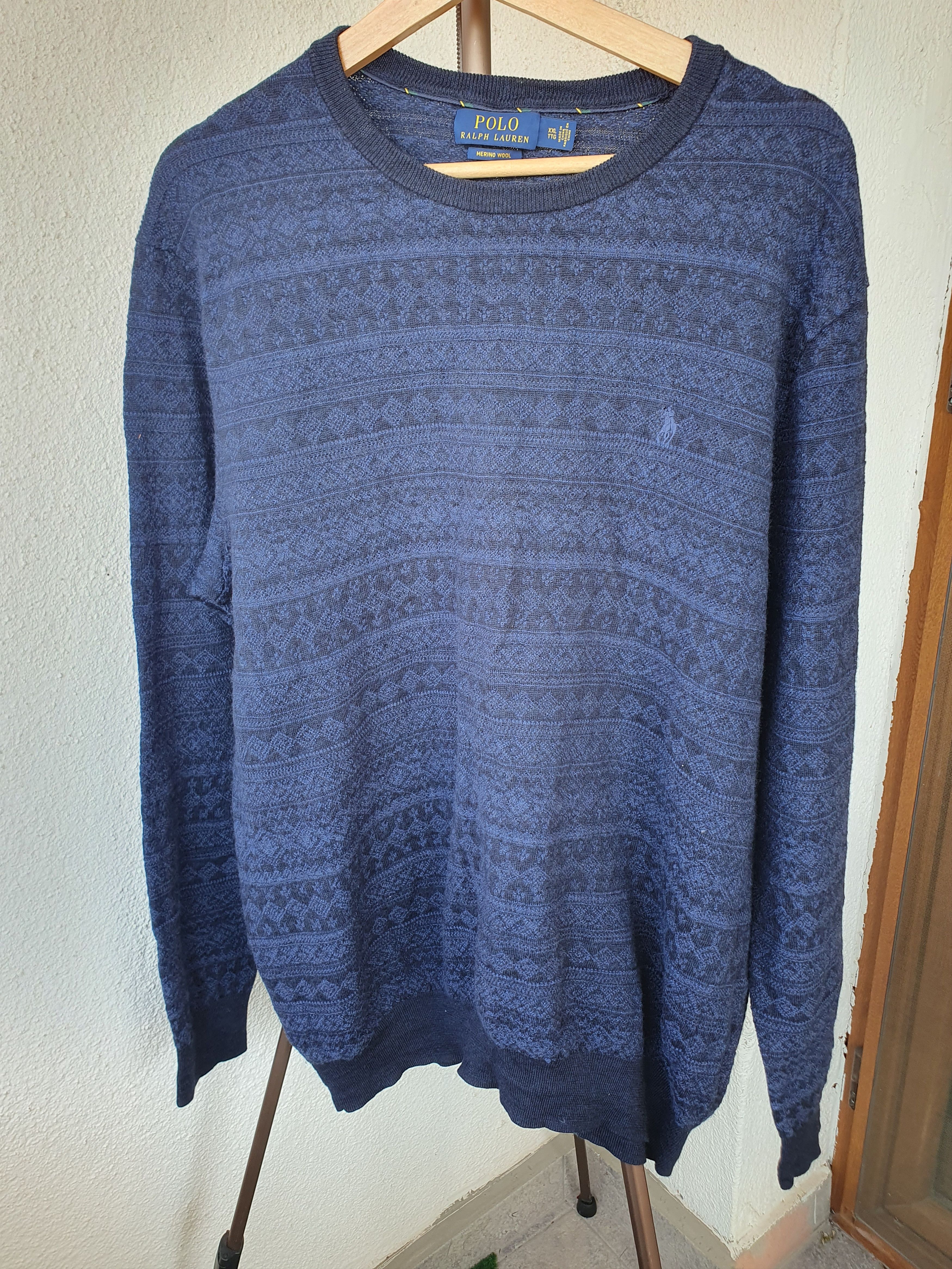 Polo Ralph Lauren Polo Ralph Lauren Fair Isle Blue Merino Wool Sweater XXL Size US XXL / EU 58 / 5 - 6 Thumbnail
