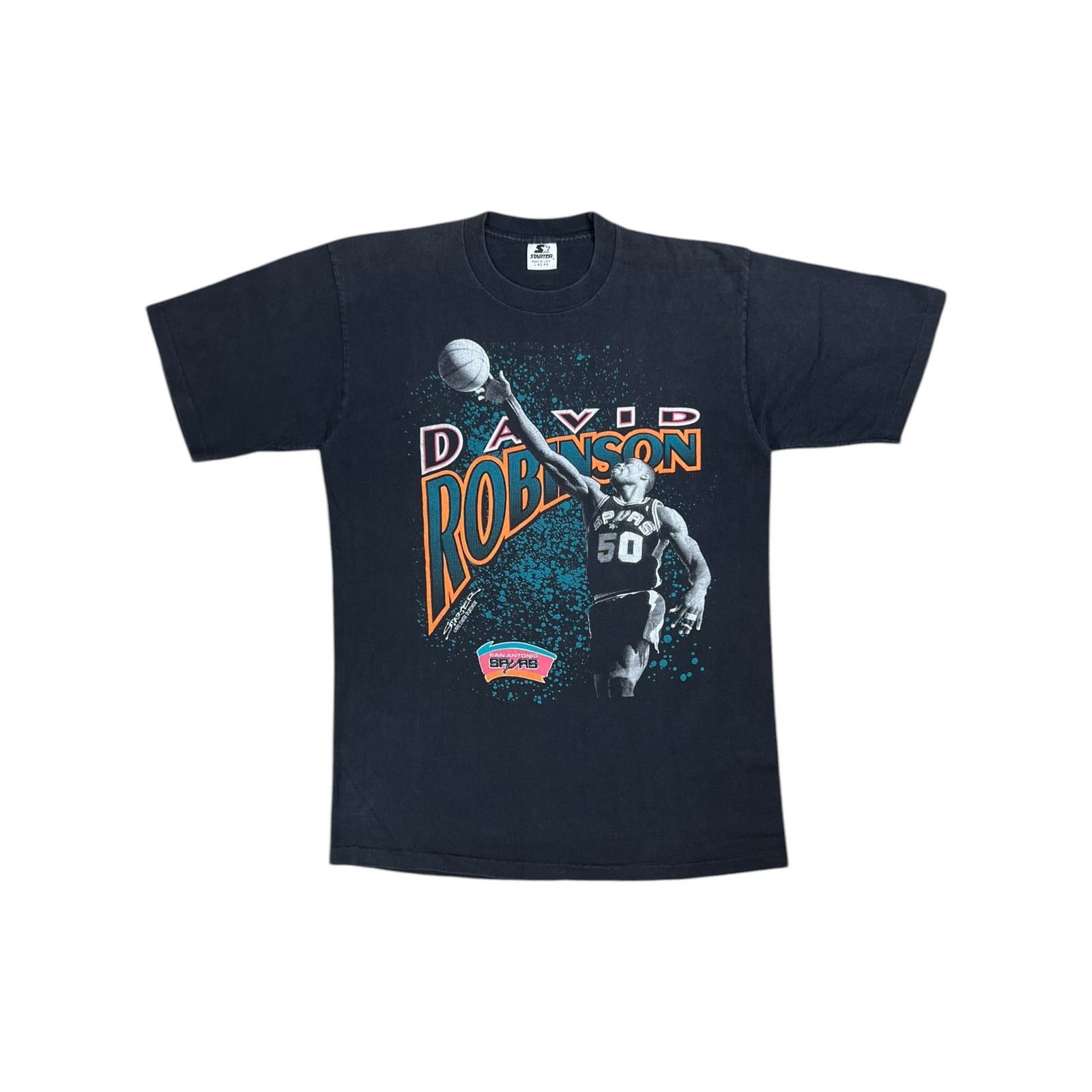 NBA × Starter × Vintage 1990 Starter San Antonio Spurs David Robinson faded NBA tee Size US L / EU 52-54 / 3 - 1 Thumbnail