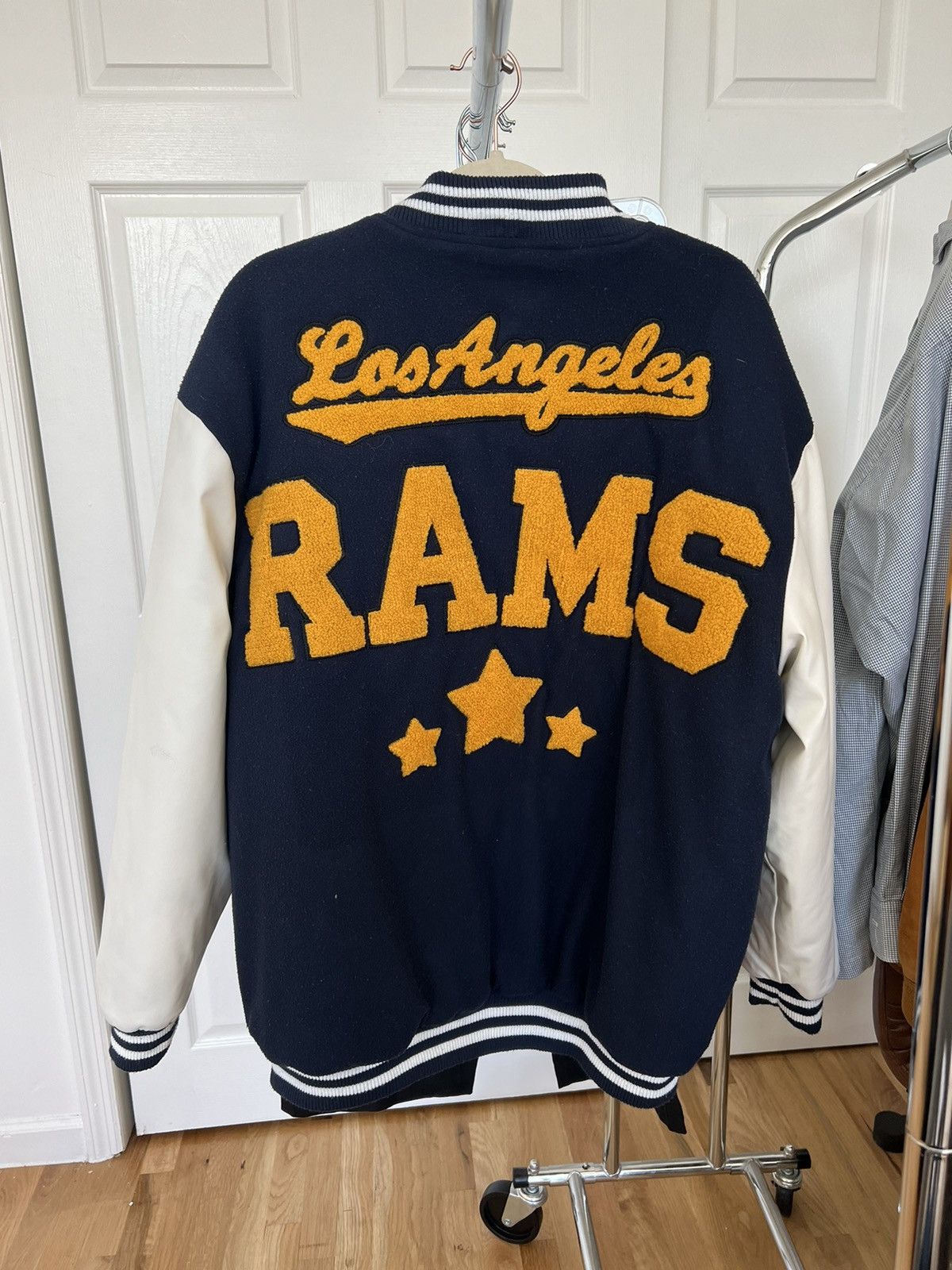 image of Vintage Los Angeles Rams Team Varsity Jacket in Navy, Men's (Size XL)