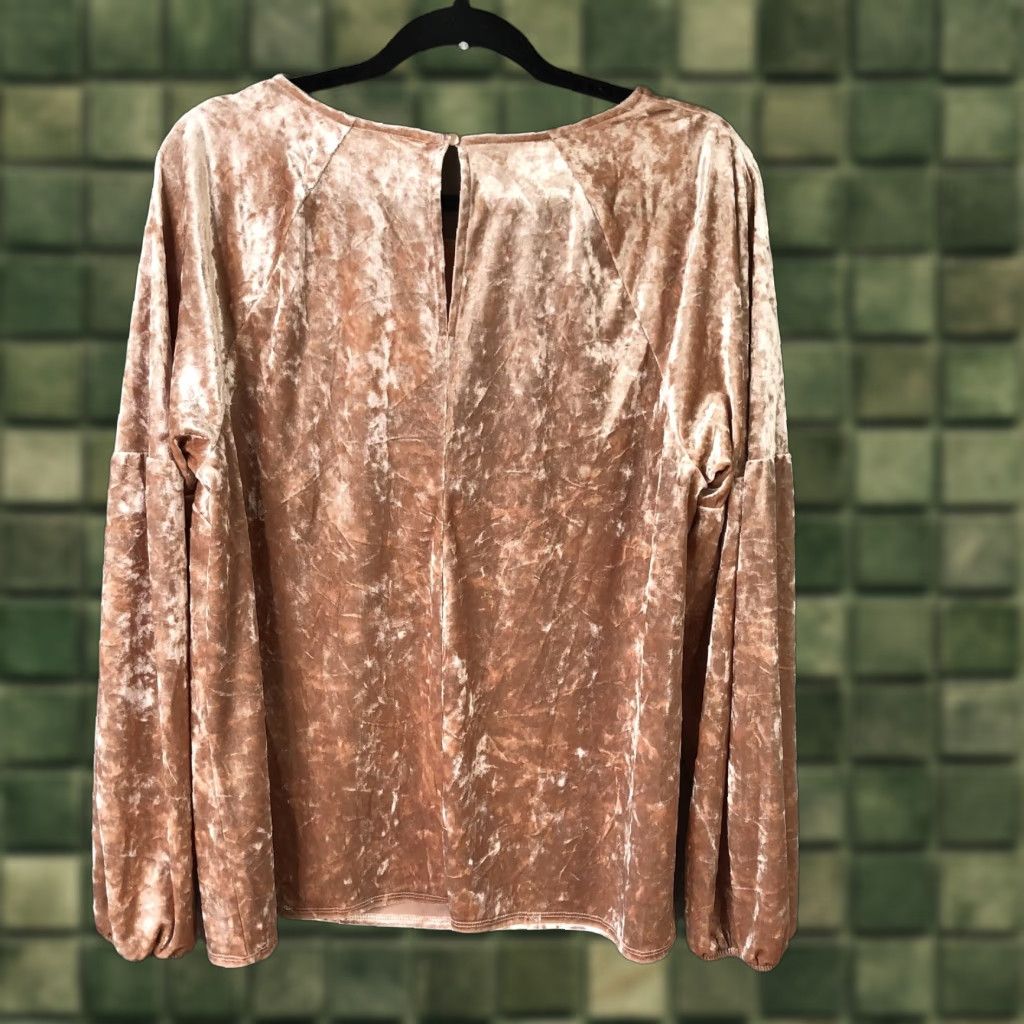Vintage LC Lauren Conrad Blouse Womens XL Beige Crushed Velvet Balloon Sleeve Top Party Size XL / US 12-14 / IT 48-50 - 1 Thumbnail