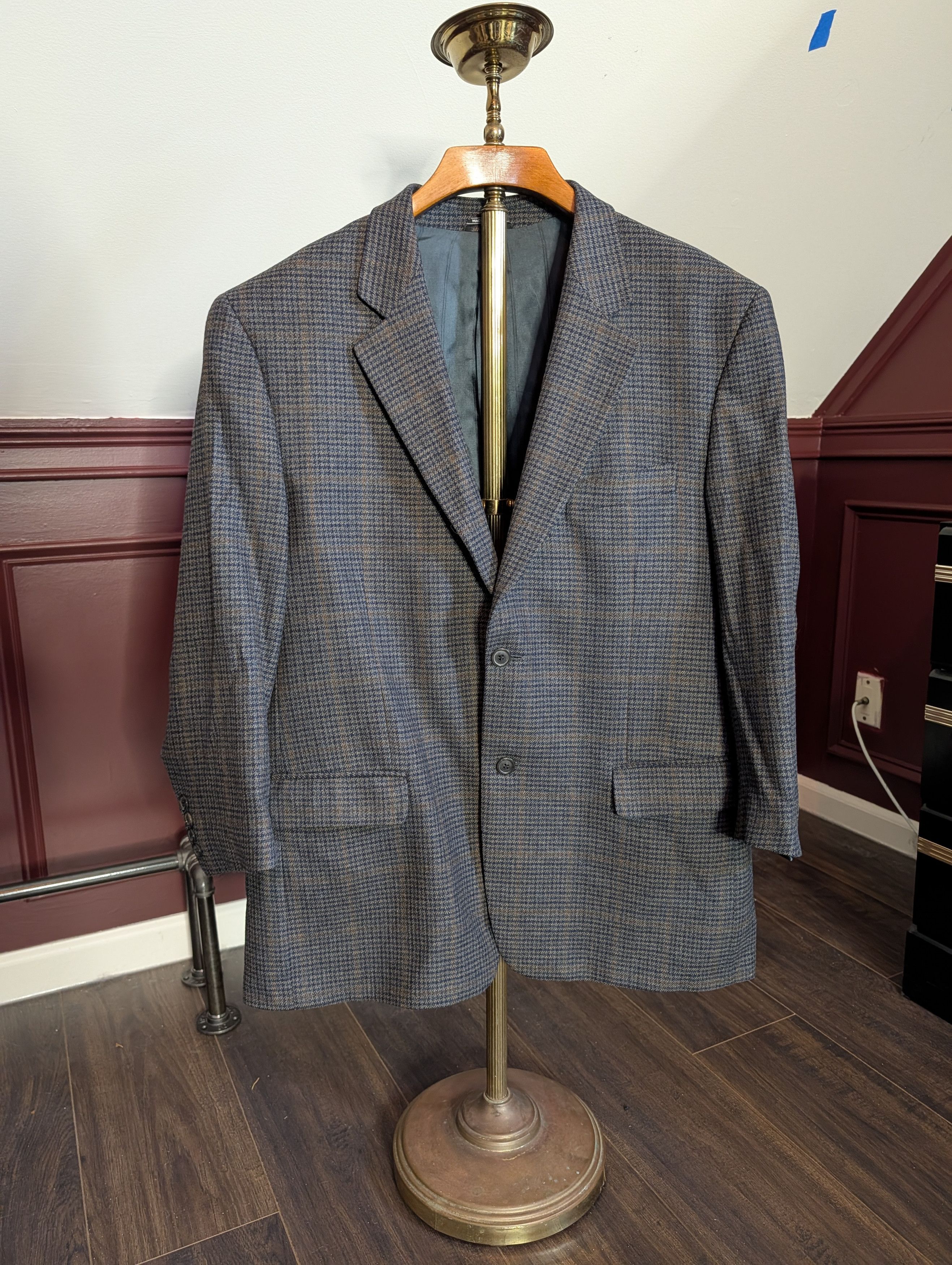 Tallia Tallia di Delfino wool & cashmere Italian plaid knit jacket Size 46S - 1 Thumbnail