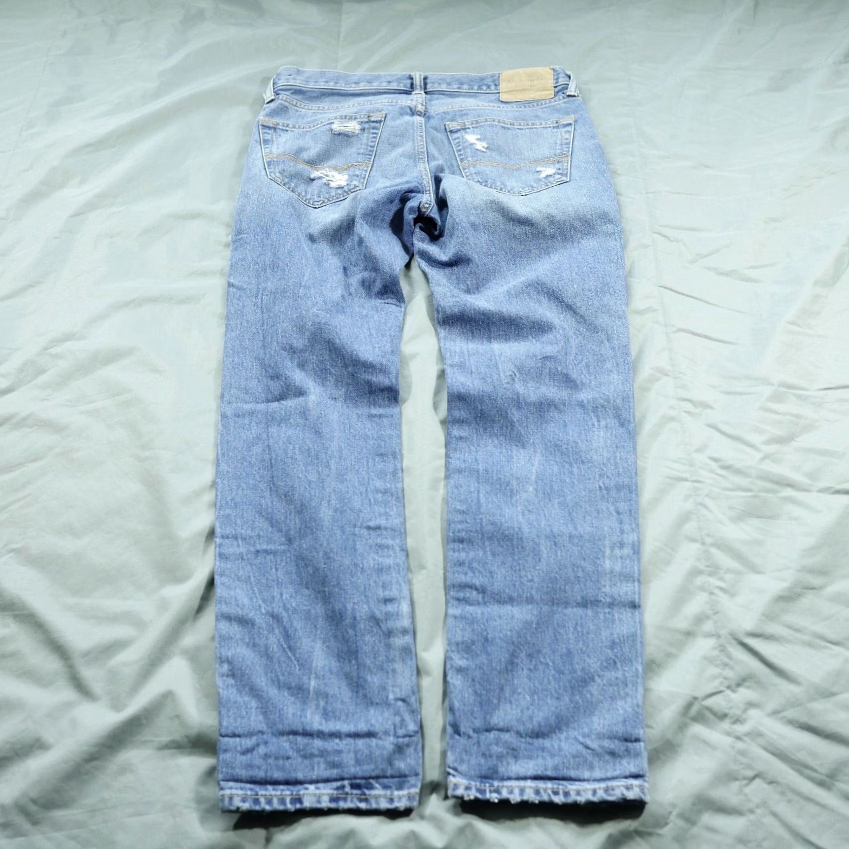 Abercrombie & Fitch Abercrombie & Fitch Jeans Mens 31x32 Blue Dark Wash Denim Skinny Slim Distressed Logo 5-Pocket Mens Skinny Jeans Size US 31 - 2 Thumbnail