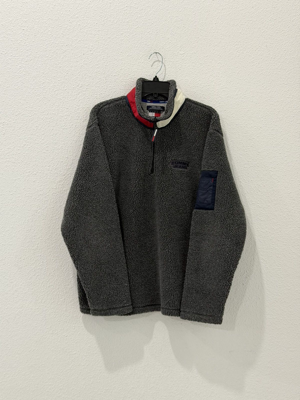 Tommy Hilfiger Vintage 90s Tommy Hilfiger Deep Pile Sherpa 1/4Zip Sweater L Size US L / EU 52-54 / 3 - 7 Thumbnail