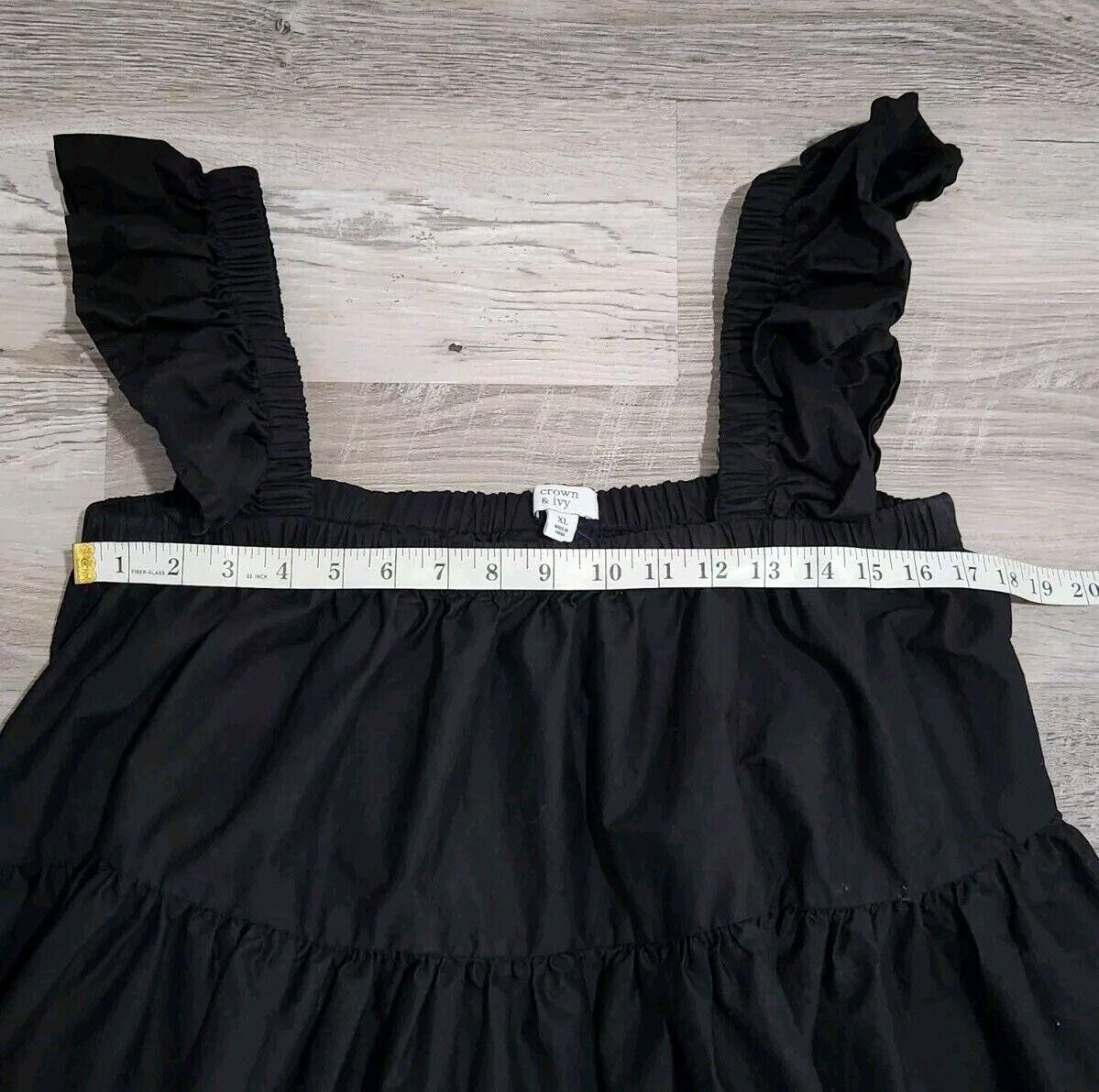 Designer Crown And Ivy Tank Top Extra Large Black Tiered Ruffled Size XL / US 12-14 / IT 48-50 - 5 Thumbnail