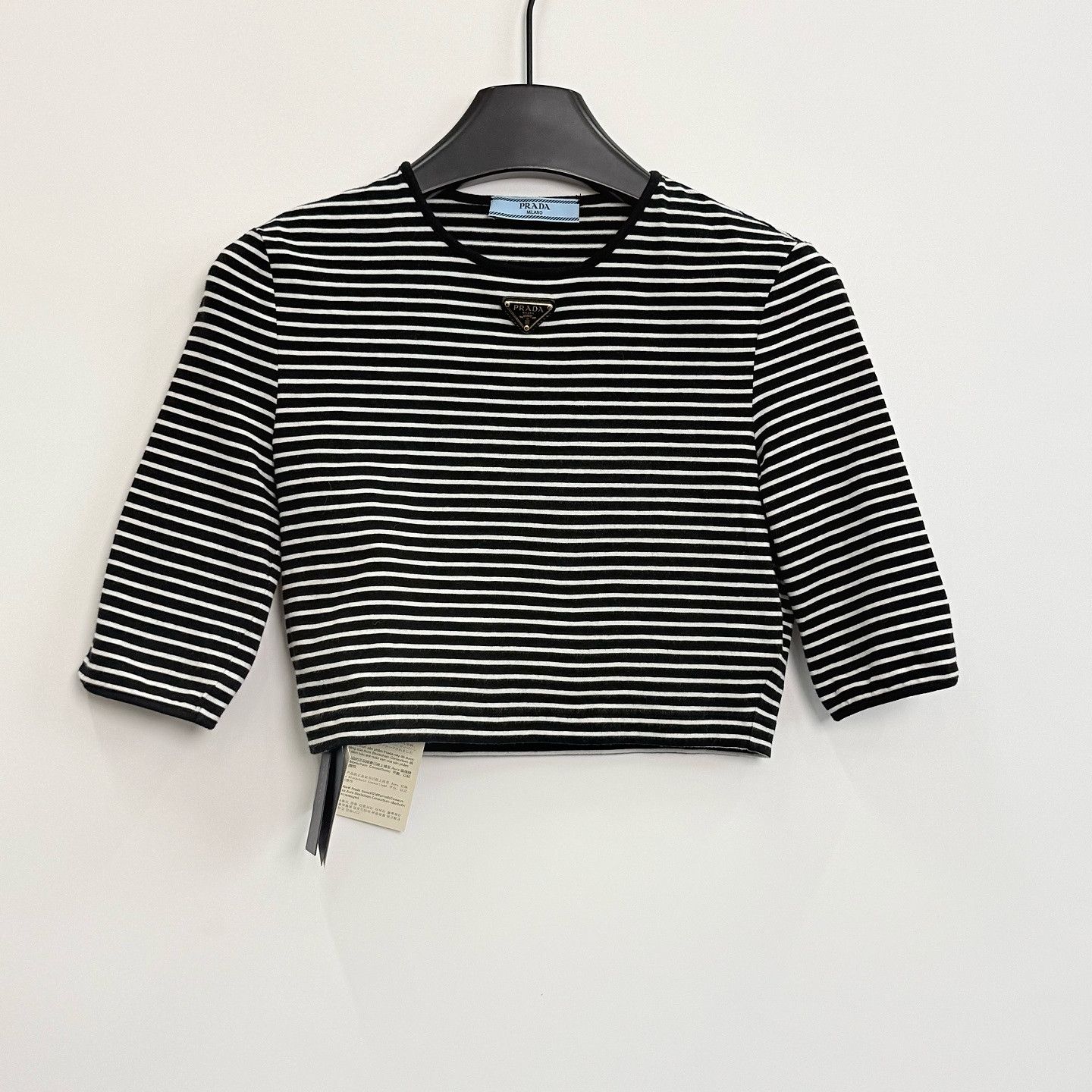 Prada Prada Striped Logo Plaque Long Sleeve T-Shirt Size 38 Size XS / US 0-2 / IT 36-38 - 1 Thumbnail