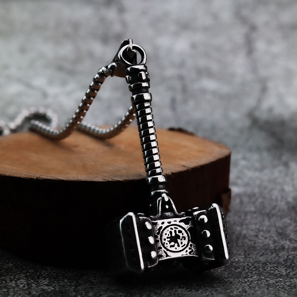 Vintage Viking Solid Hammer Double-Sided Pendant Necklace Size ONE SIZE - 4 Thumbnail