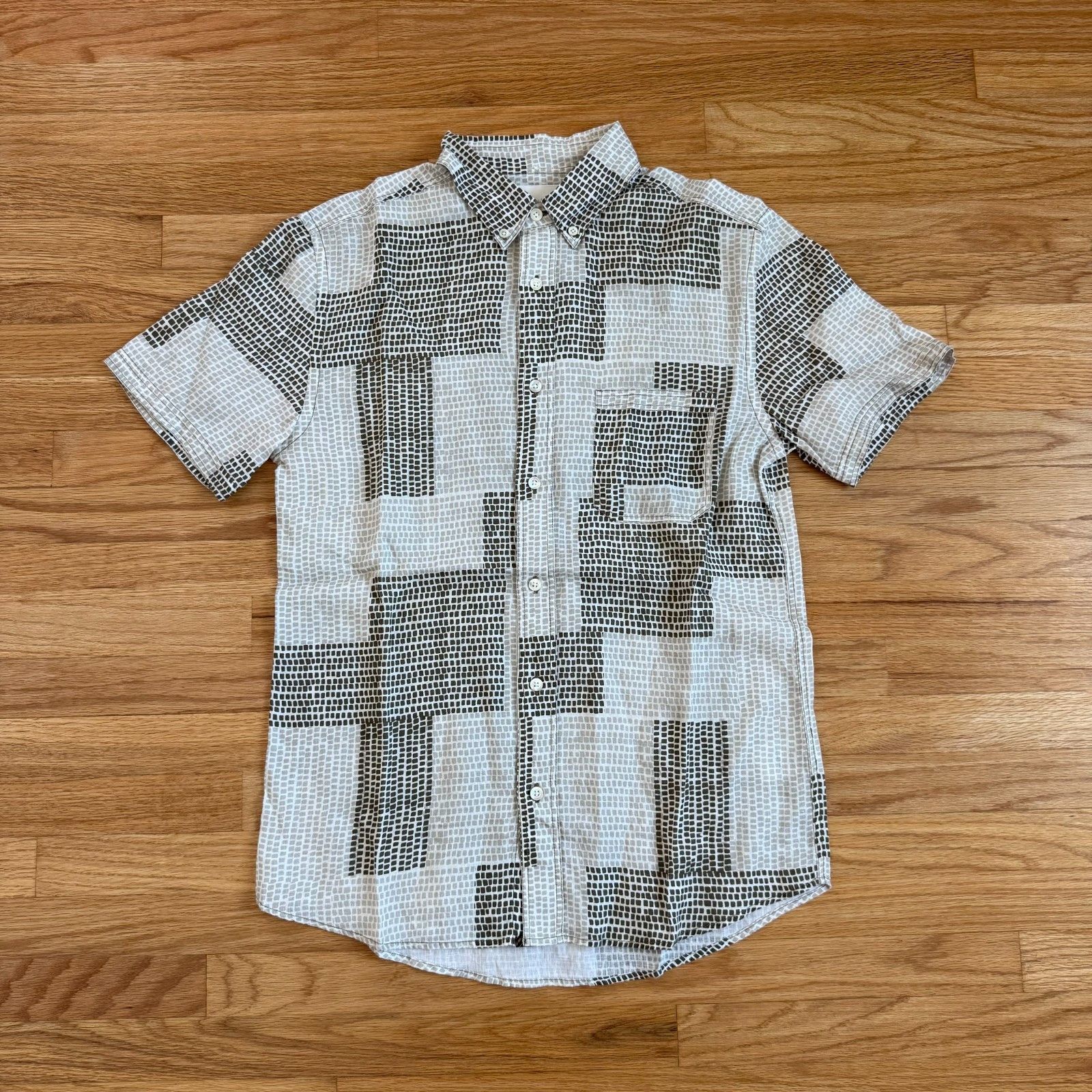 Billy Reid Billy Reid Short Sleeve Linen Patchwork Tuscumbia Shirt Size US S / EU 44-46 / 1 - 1 Thumbnail
