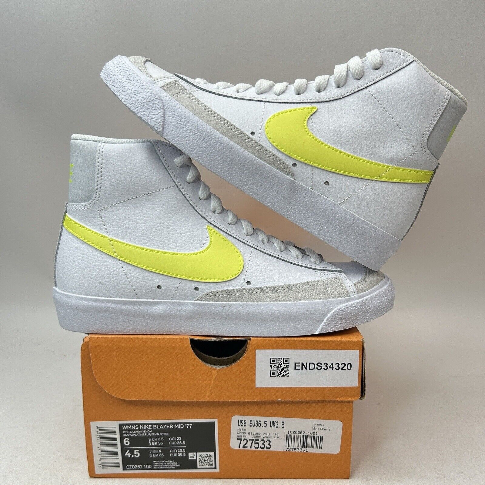 Nike Nike Blazer Mid '77 WMNS “White Lemon Venom” 2024 Size US 6 / IT 36 - 1 Thumbnail