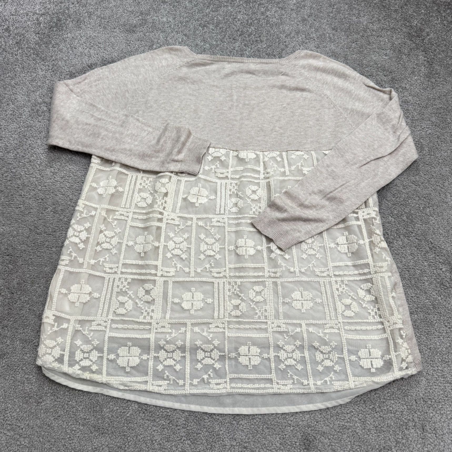 Vintage Fever Beig e Embroidered Knit Pullover Sweater Womens L Knit Stretch Round Neck Casual Womens Pullover – Classic, Designer Mens? Size L / US 10 / IT 46 - 2 Thumbnail