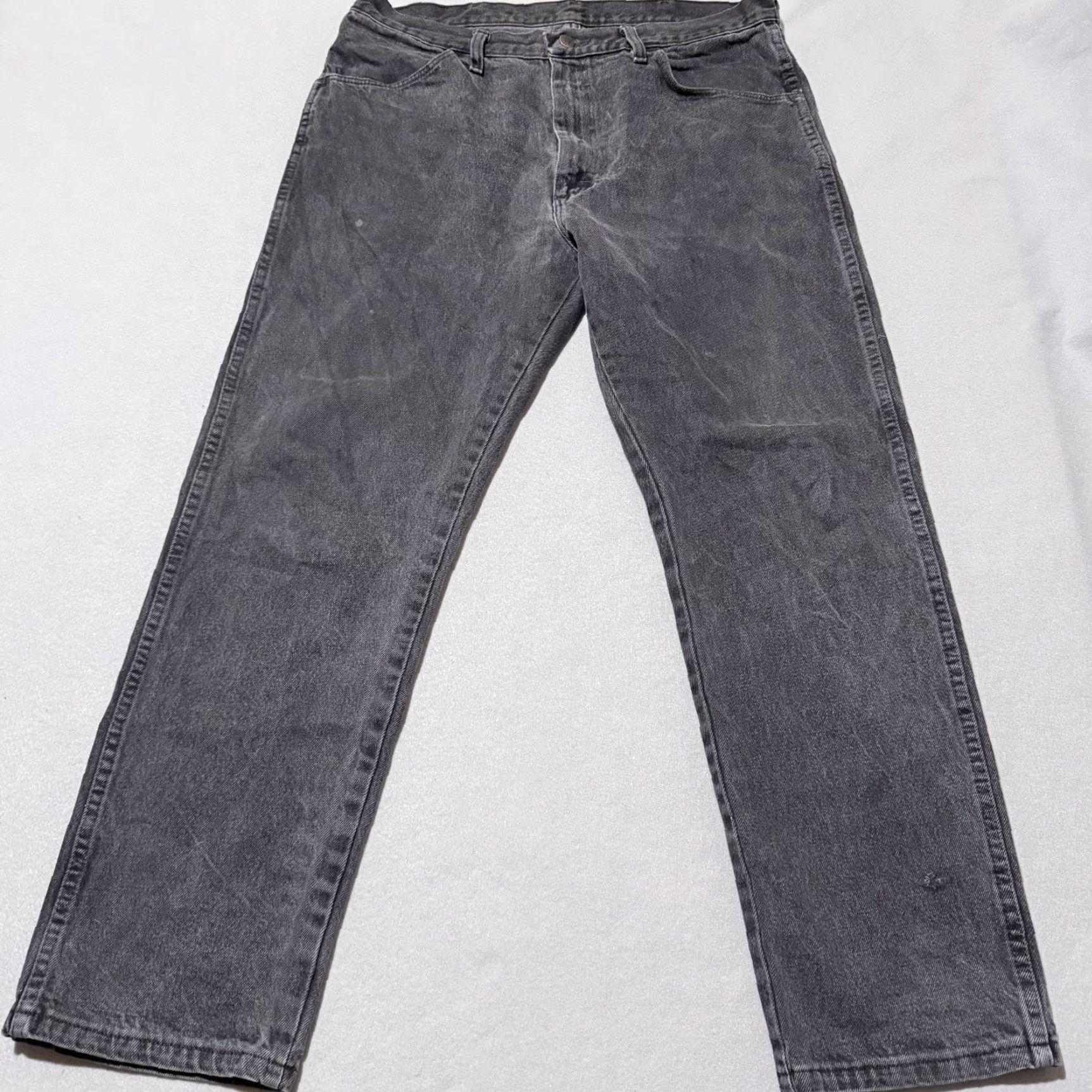 Wrangler Wrangler Rustler Jeans Men Gray Denim Mid-Rise Straight Type: Jeans 36x30 Classic Size US 36 / EU 52 - 2 Thumbnail