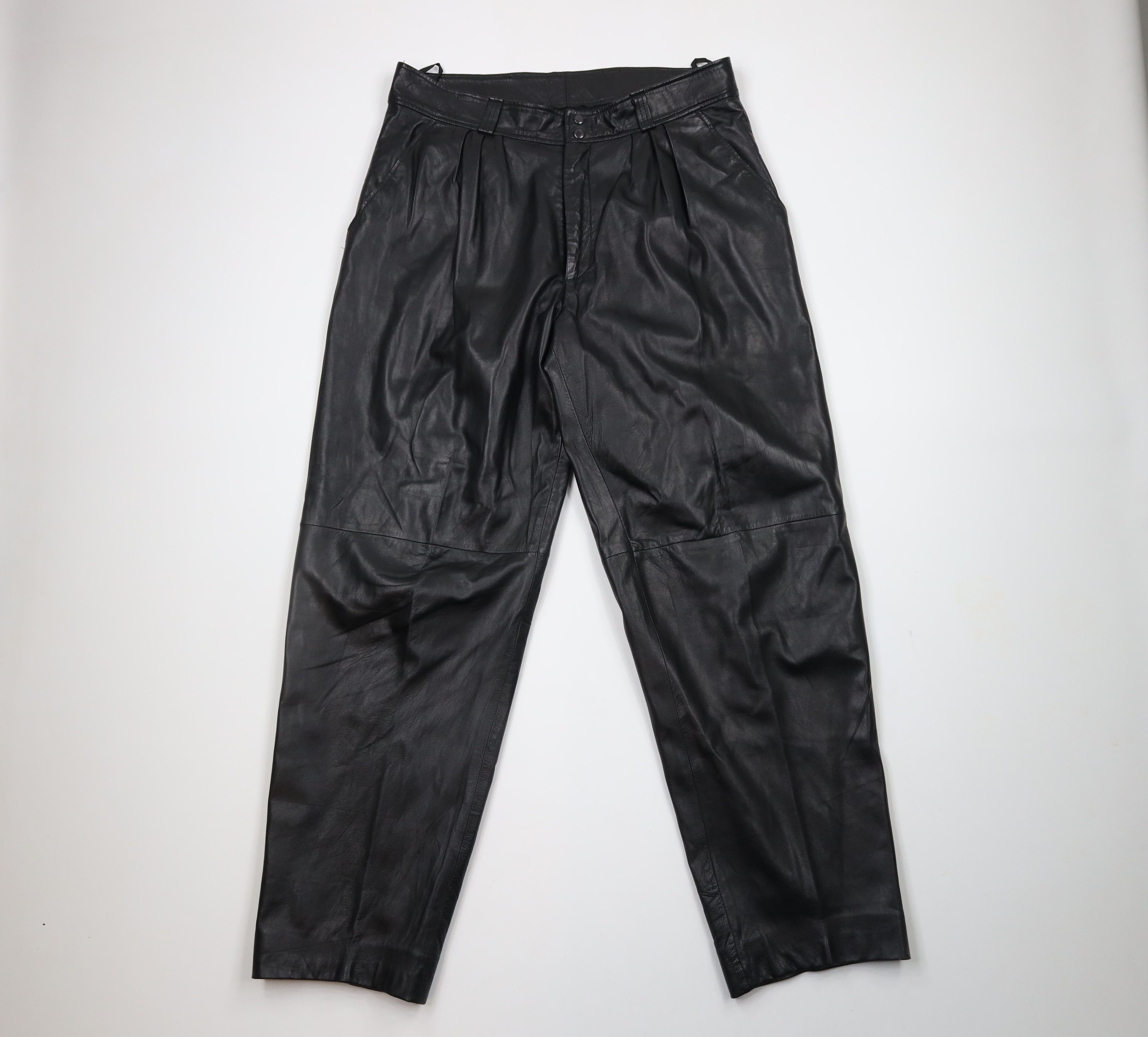 Vintage Vintage 80s 90s Michael Hoban Beach Leather Pants Black Size US 34 / EU 50 - 1 Thumbnail