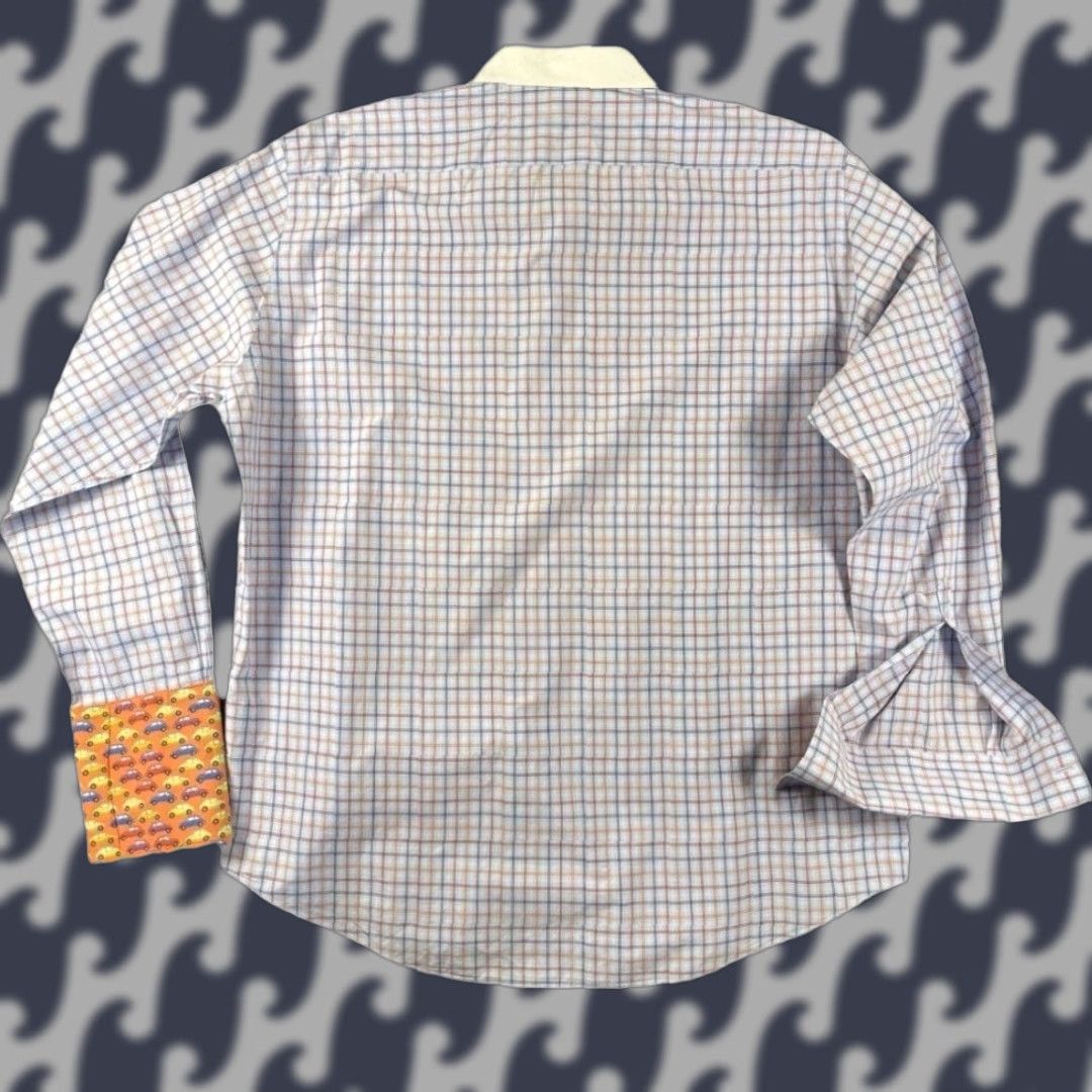 Robert Graham Robert Graham Shirt Men’s Adult XL Blue Orange Windowpane Plaid Long Sleeve Button-Up Collar-Down Embroidered Flip Cuff Size US XL / EU 56 / 4 - 1 Thumbnail