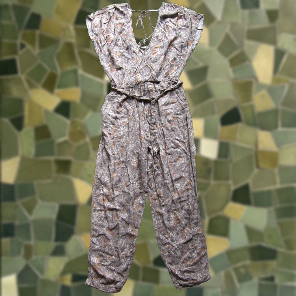 Free People Free People Jumpsuit One-Piece XS Gray Floral Pockets Women Size 26" / US 2 / IT 38 - 1 Thumbnail