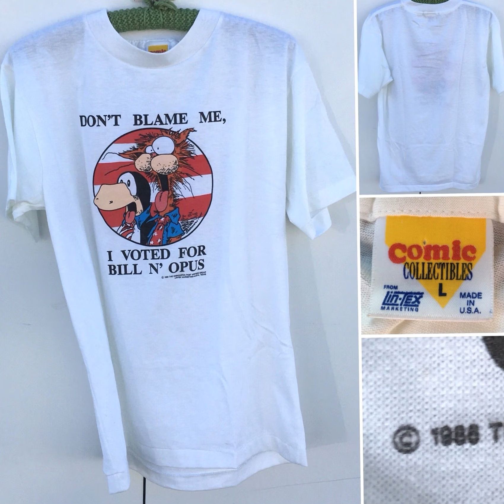 Vintage VINTAGE Don’t Blame Me I Voted For Bill N’ Opus T-Shirt 80s Washington Post L Shirt Men White 1980s Graphic Tee Size US L / EU 52-54 / 3 - 7 Thumbnail