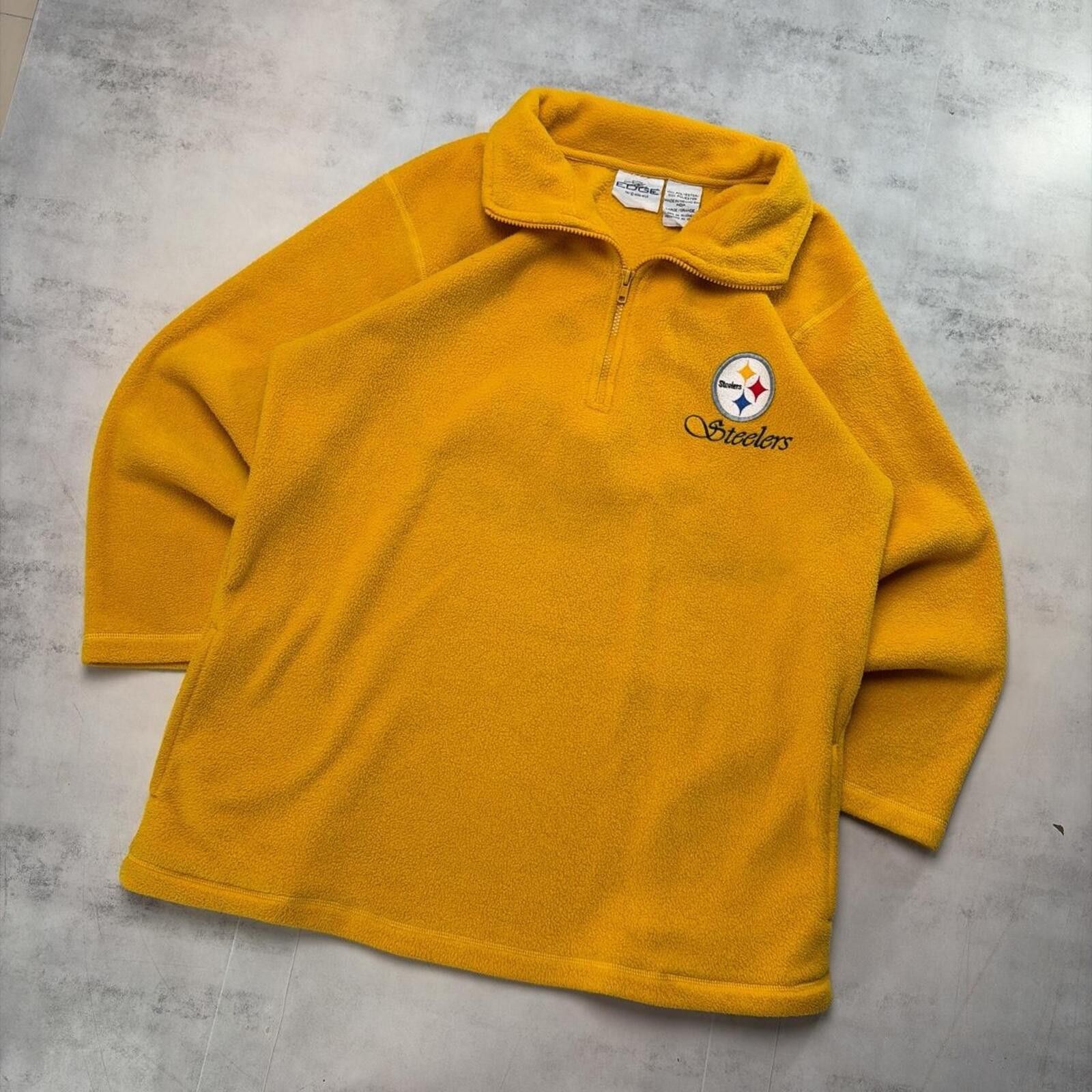 NFL Vintage 90’s Yellow NL Steelers Fleece Quarter Zip Sweater Size US L / EU 52-54 / 3 - 2 Thumbnail